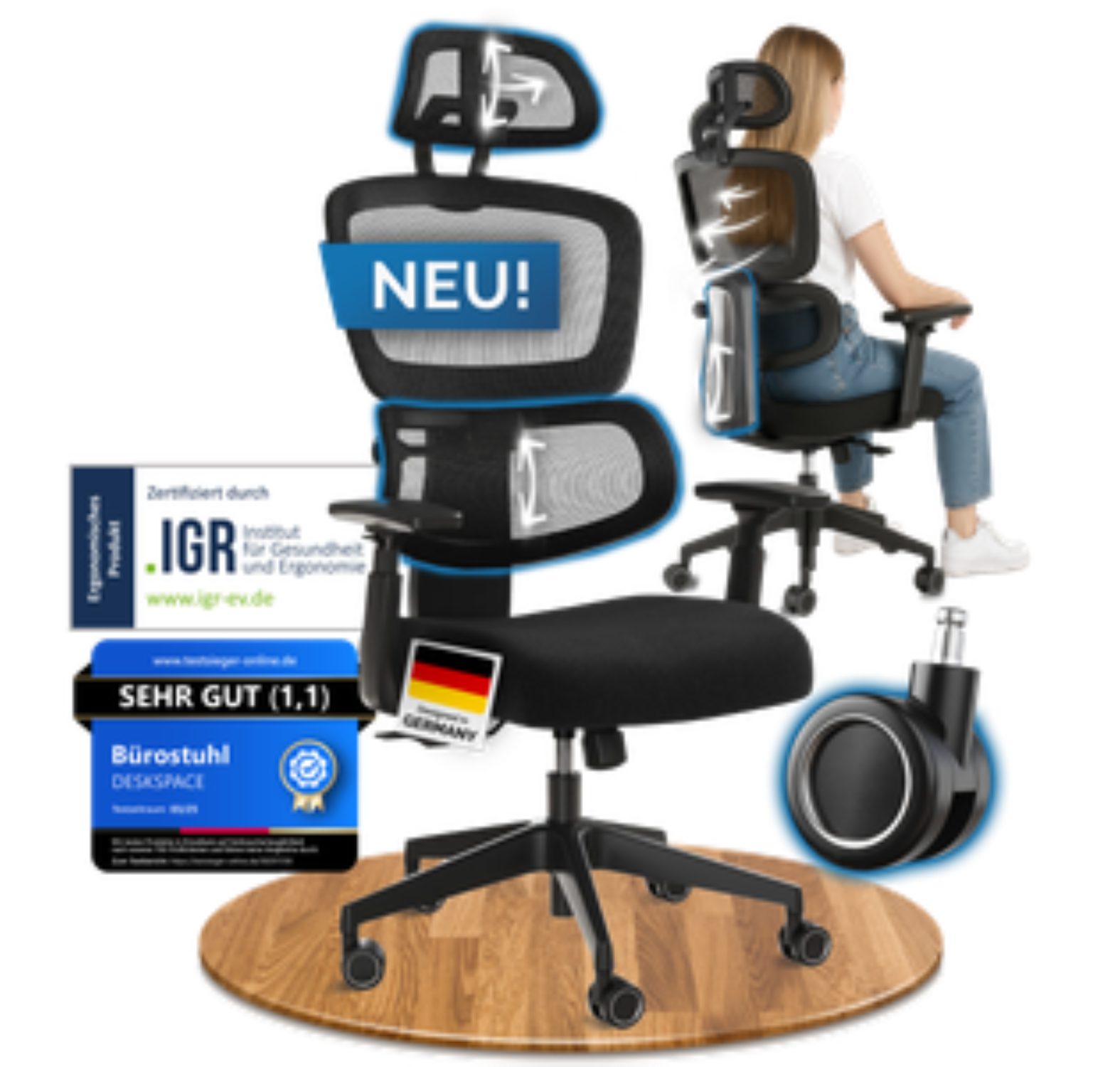 DESKSPACE Bürostuhl Move / Ergonomischer Schreibtischstuhl günstig online kaufen
