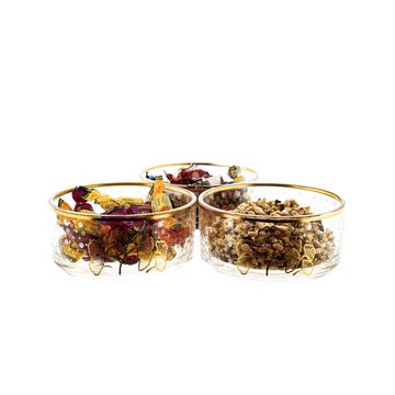 Almina Vorratsglas 4 Teiliger Bonboniere-Set aus Glas mit goldenen und silbernen Details