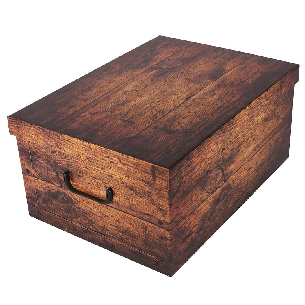Kreher Aufbewahrungsbox Aufbewahrungsbox, Dekokarton - Motiv: Holz Dunkel