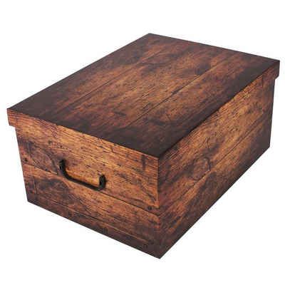 Kreher Aufbewahrungsbox Aufbewahrungsbox, Dekokarton - Motiv: Holz Dunkel