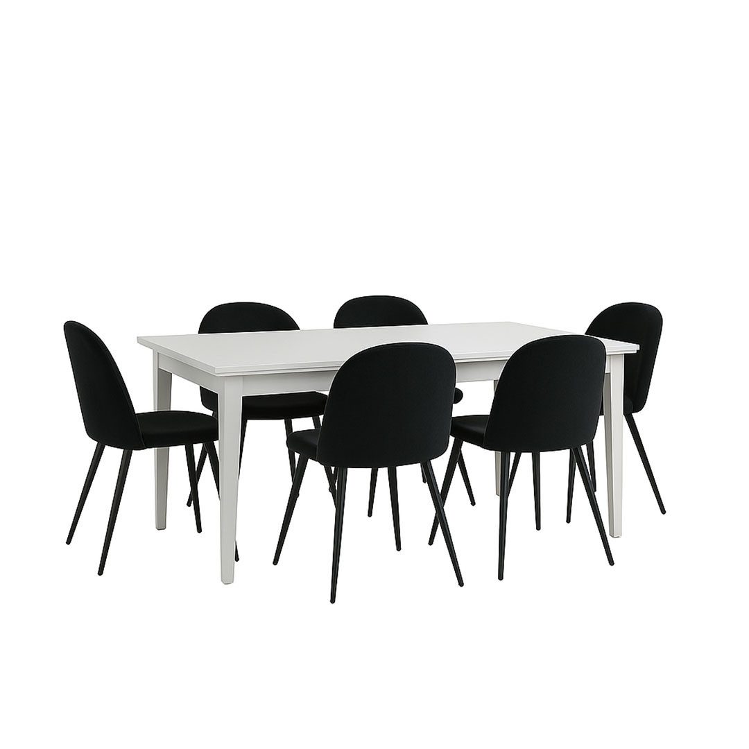 ebuy24 Essgruppe Venedig Essgruppe Tisch weiß 95x180/276 mit 2 Stk., (8-tlg)