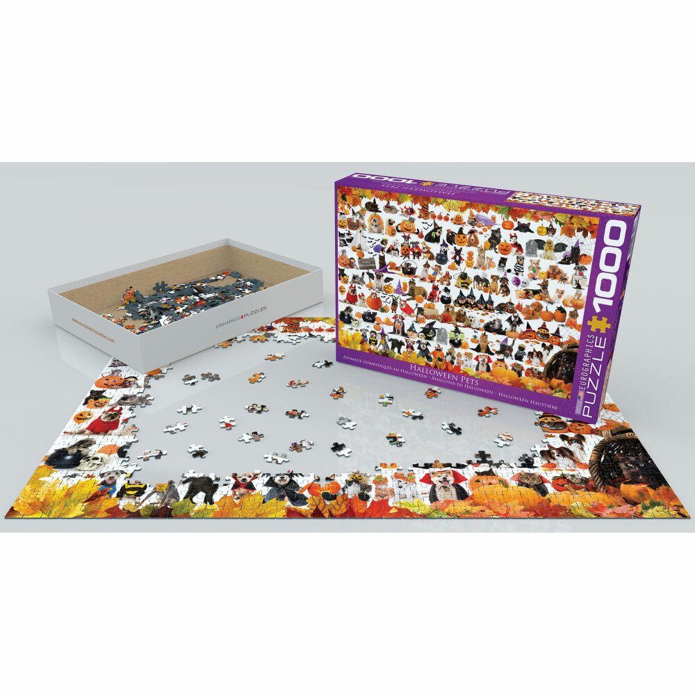 Welpen Kätzchen, Halloween 1000 Puzzleteile und Puzzle EUROGRAPHICS