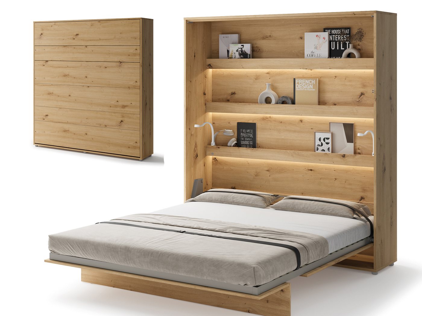 Compleo Schrankbett Vertical Wandklappbett Lenart Bed Concept, Ideal für kleine Räume