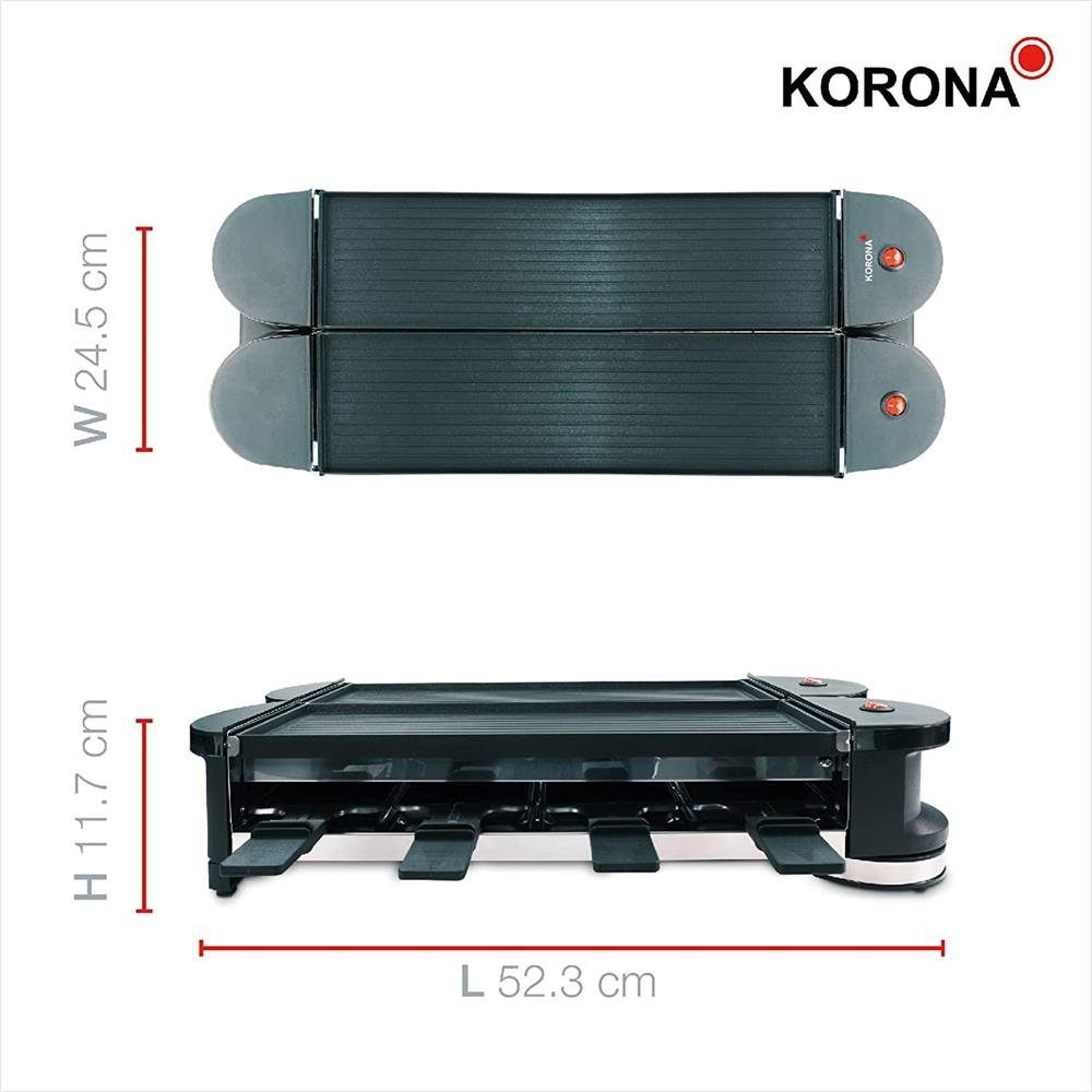 8 KORONA Personen, Spateln Raclette 2in1 drehbar, verlängerbar, aufklappbar, 45072 Raclette, mit Klappbares