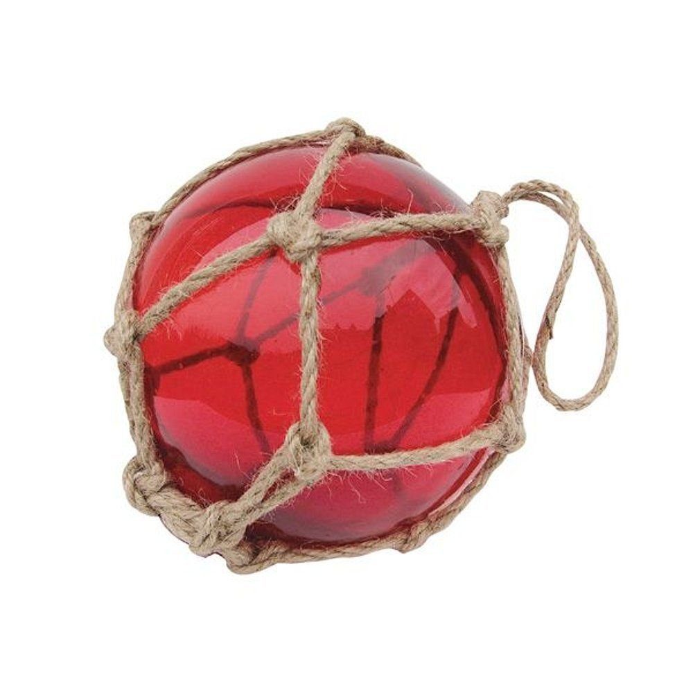 Dekoobjekt Fischernetz Kugel, Fischerkugel aus Glas Rot 15 cm