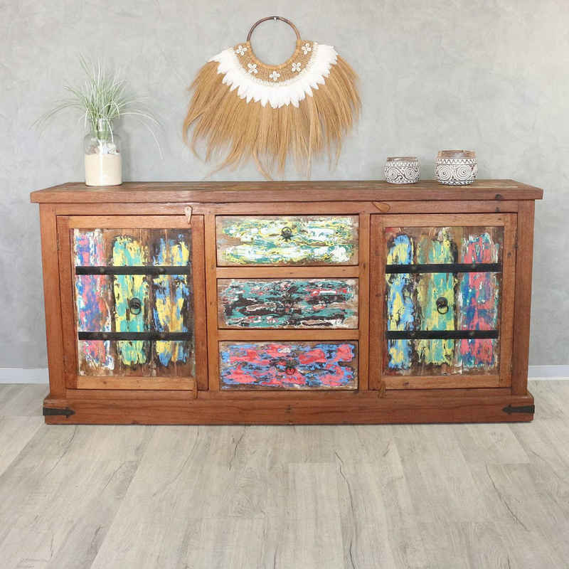 Oriental Galerie Wandregal Massivholz Sideboard mit Türen und Schubladen 180 cm