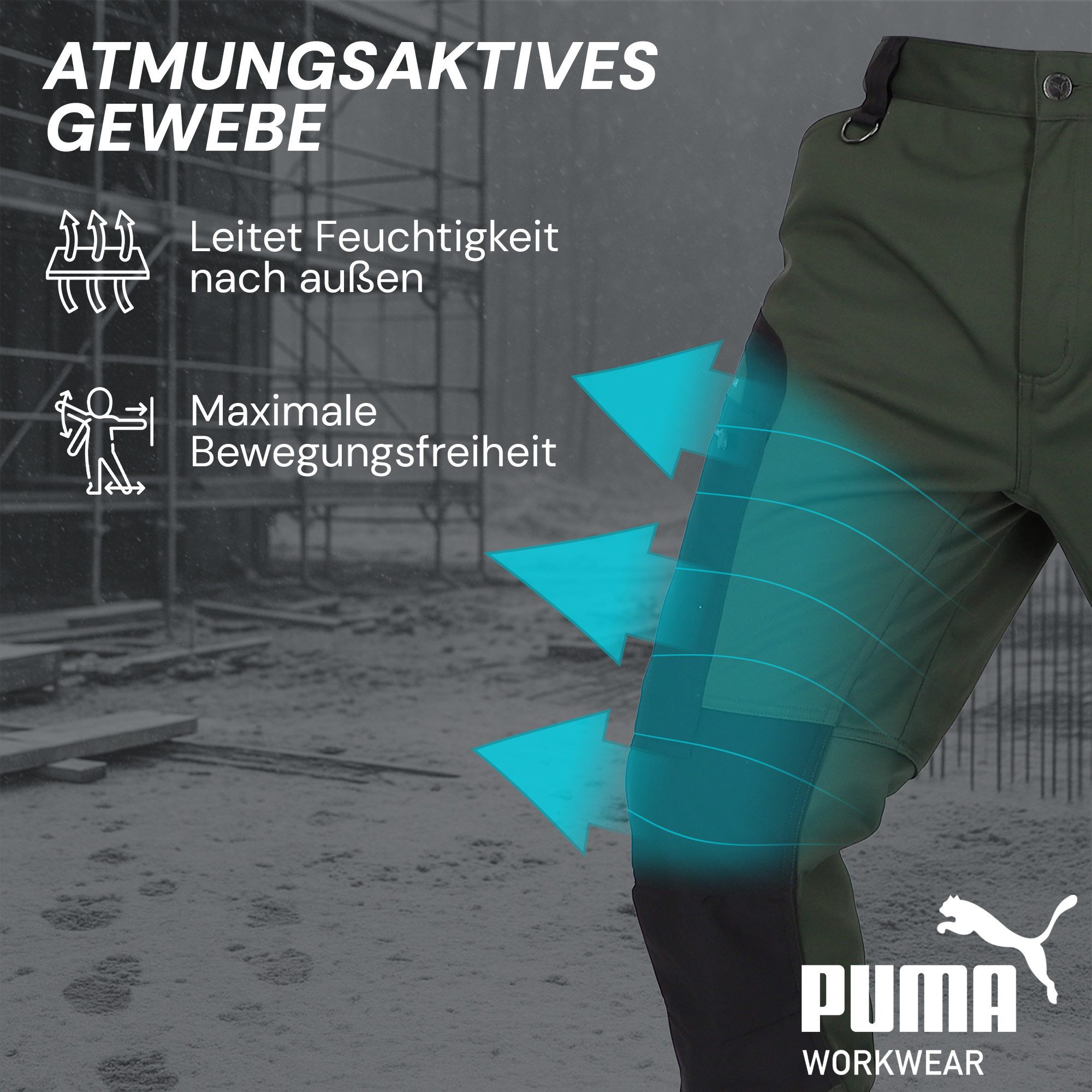 PUMA Workwear Arbeitshose ProOne Alpine gefütterte Hosen Herren - Outdoor Hosen für Herren Winddichte, Wasserabweisende & elastische Arbeitshose für den Winter