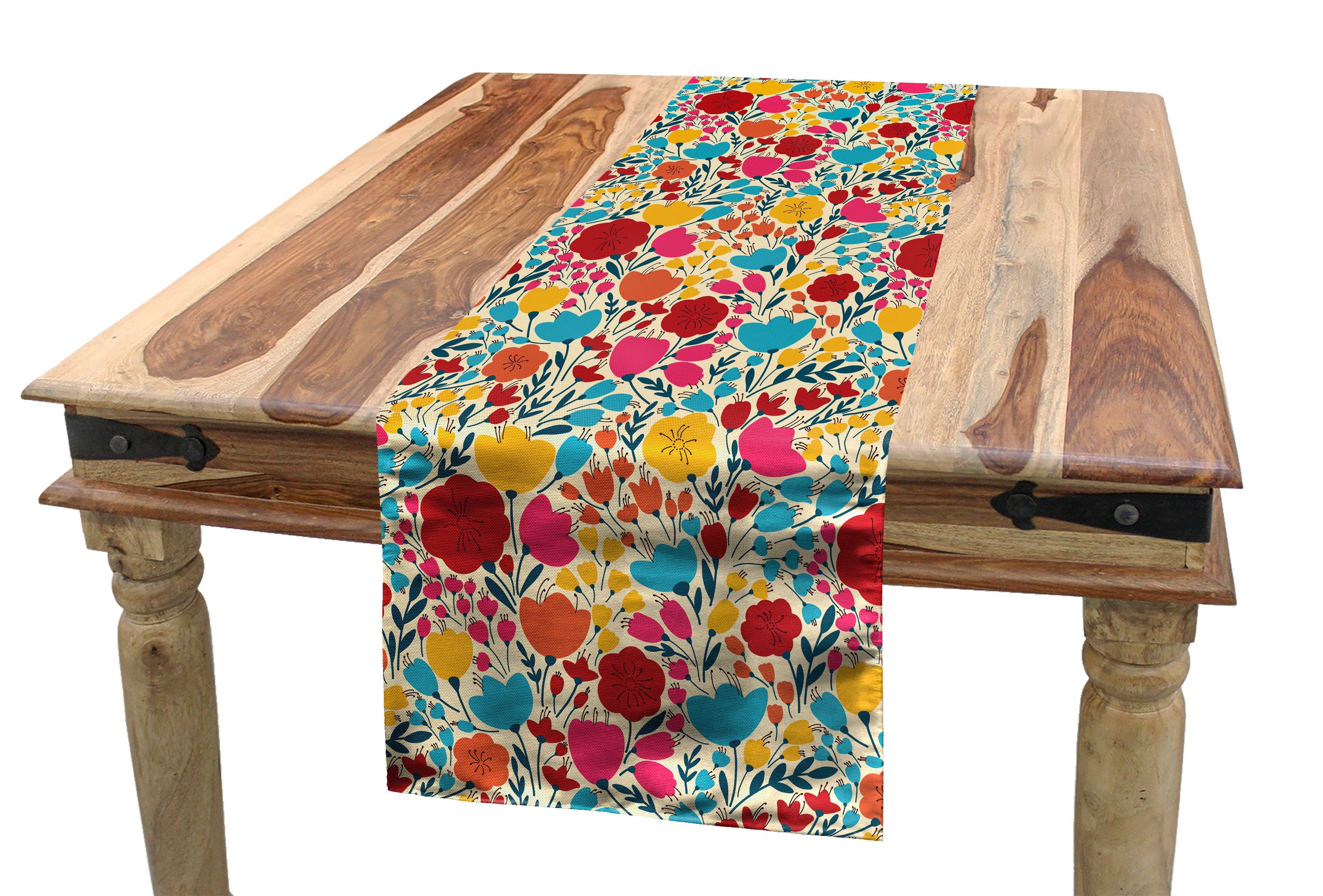 Abakuhaus Tischläufer Esszimmer Küche Rechteckiger Dekorativer Tischläufer, Blume Silhouetten von Blumen | Tischläufer
