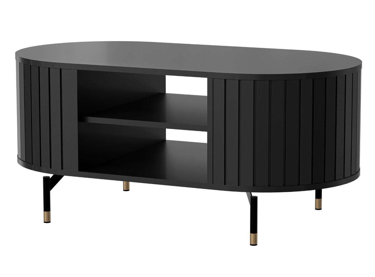 Feldmann-Wohnen Couchtisch Zama (mit Ablageflächen, 1-St., Moderne Optik, Schwarz), 104x56x47cm Schwarz