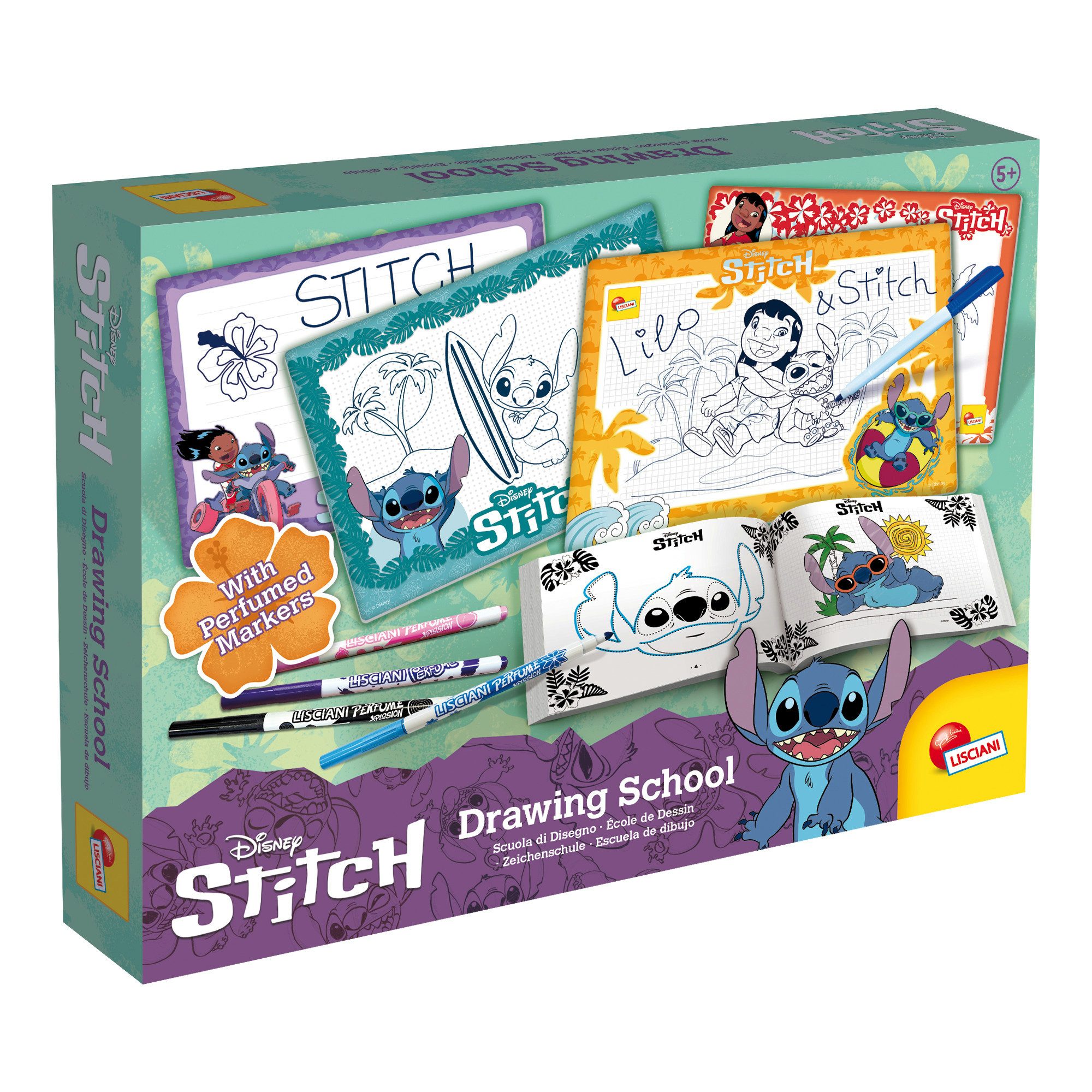 Lisciani Kreativset Disney Stitch - Zeichenschule mit parfümierten Stiften