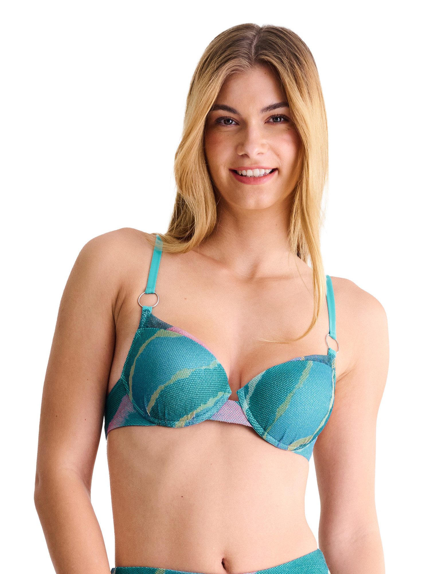Lisca Balconette-Bikini-Top Schalen Bikini-Oberteil Atlantida (Stück, 1-St), vorgeformte Schalen-Cups, Shimmer-Effekt & Netz Stoff