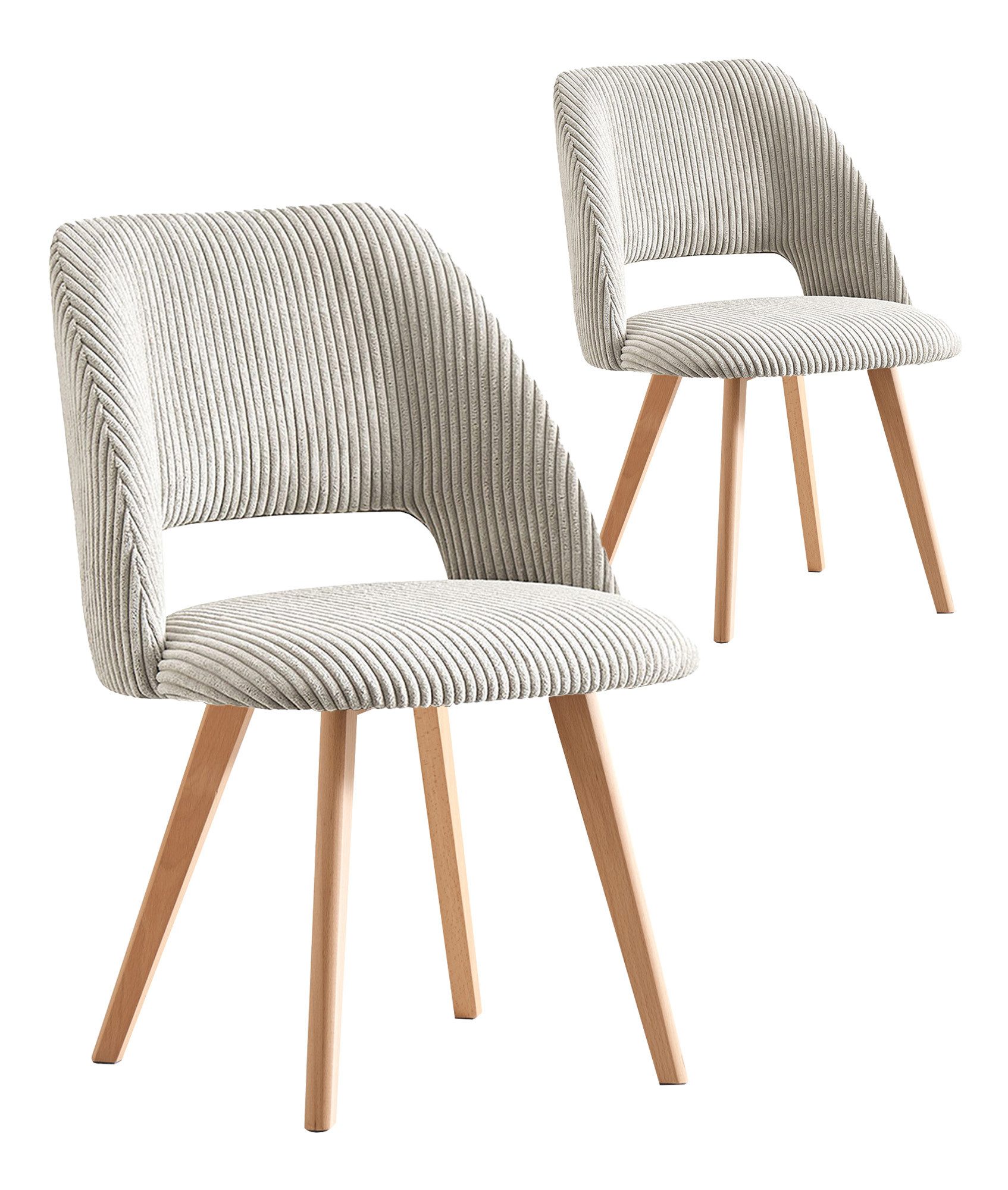 B&D home 4-Fußstuhl VICKY (Set, 2 St), gepolstert, Stuhlbeine aus Metall oder Massivholz wählbar
