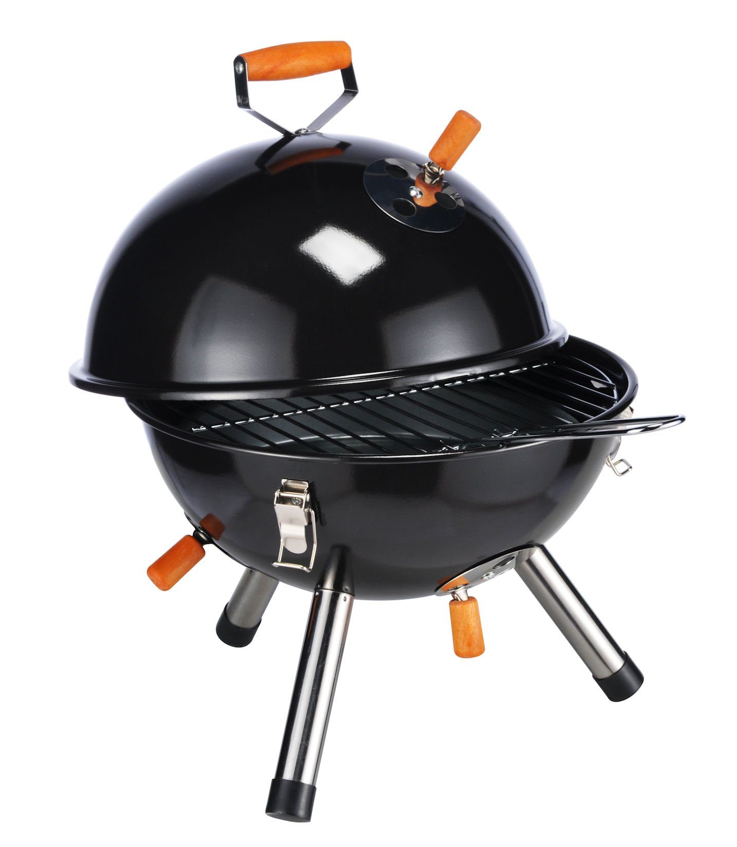 Holzkohlegrill Mini Kugelgrill schwarz - 45 x 30 cm - Picknick