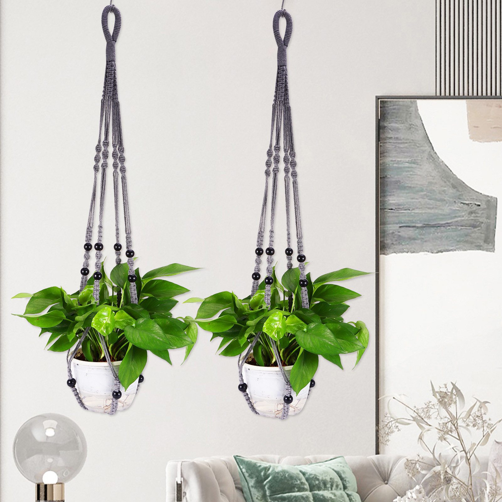 BlingBin Blumenampel 2 Stück Makramee Pflanzenaufhänge Blumenampel Boho Dek günstig online kaufen