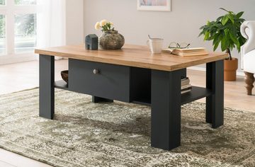 Furn.Design Couchtisch Ribera (Wohnzimmer Tisch in matt grau mit Wotan Eiche, 110 x 70 cm), 2 Schubladen mit Soft-Close