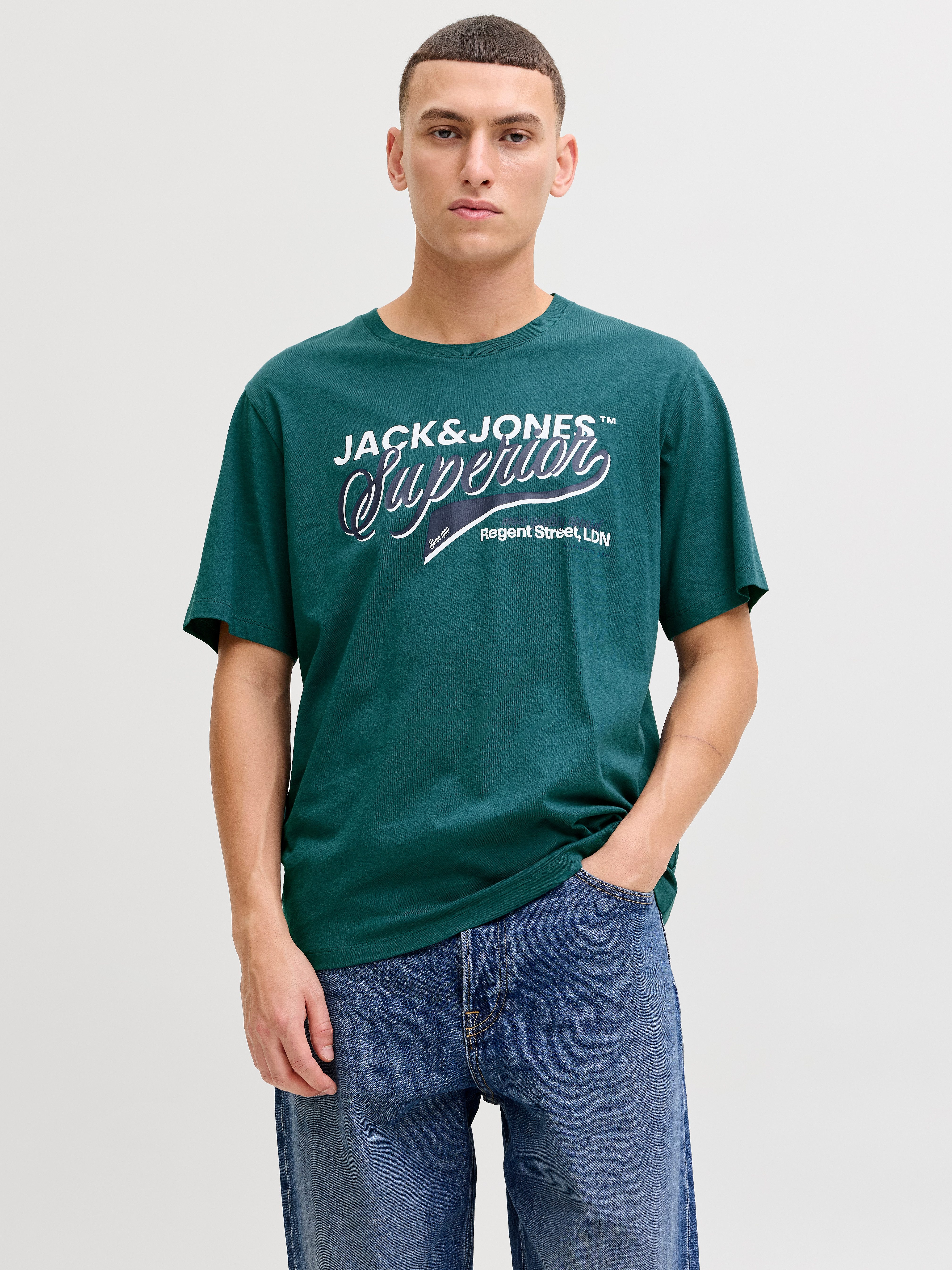 Jack & Jones Rundhalsshirt JJELOGO TEE SS O-NECK 2 COL SS26 SN mit Grafikpr günstig online kaufen