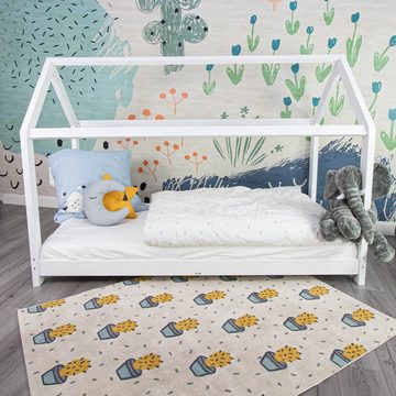 Puckdaddy GmbH Kinderbett Puckdaddy Hausbett Finn 200x90 cm Kinder Bett aus Holz in Weiß mit
