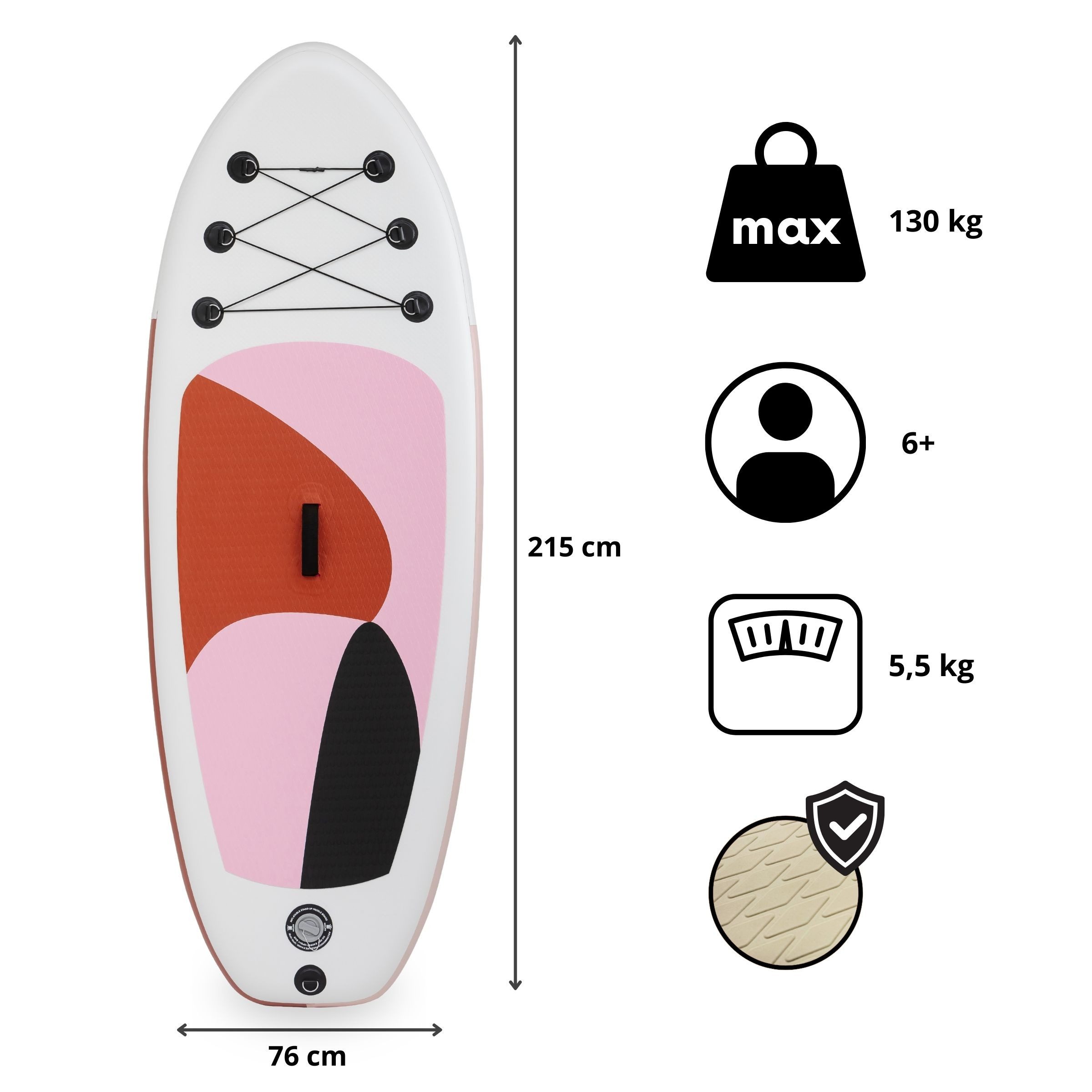 HyperMotion Inflatable SUP-Board mit Paddel für Kinder 215 cm - Pink