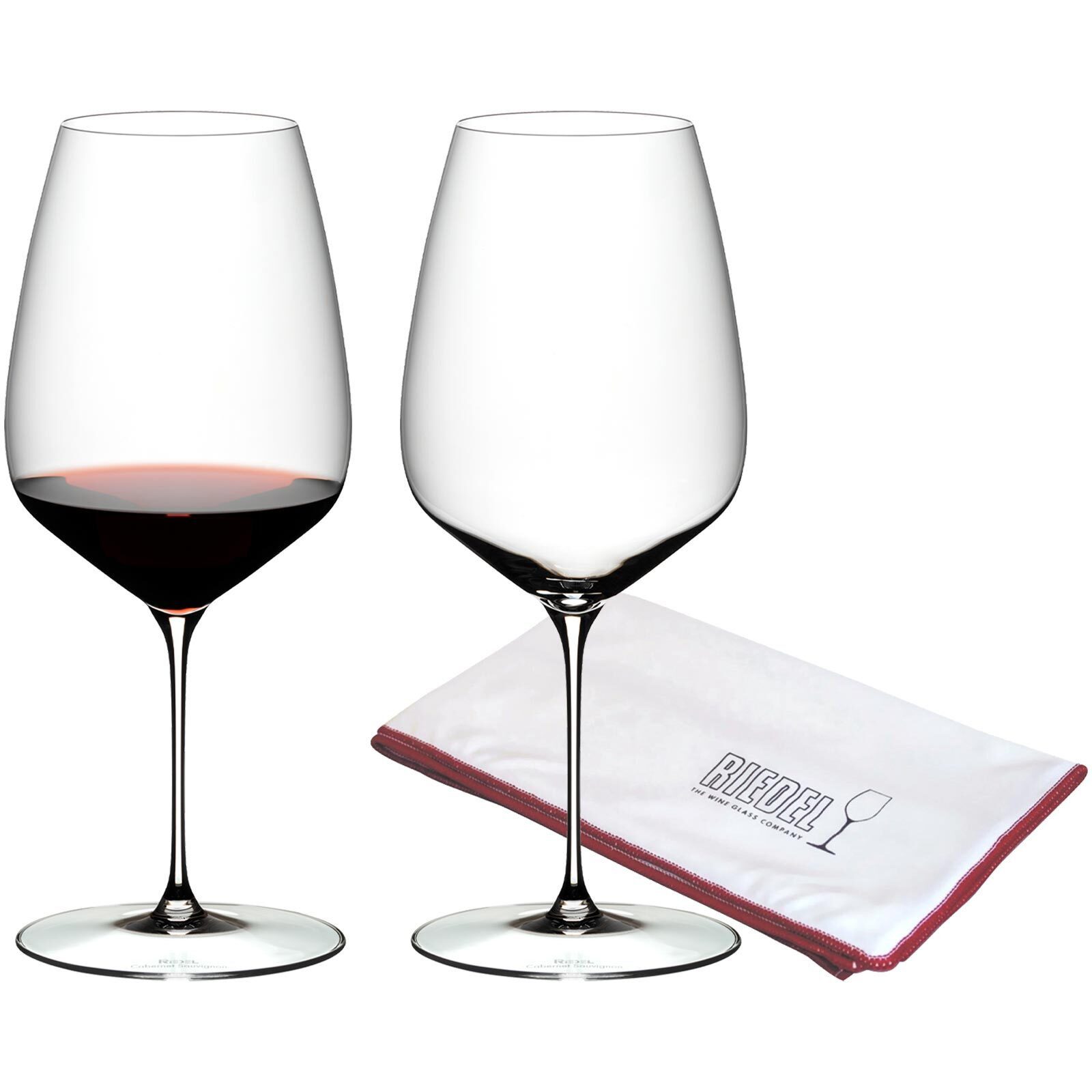 RIEDEL THE WINE GLASS COMPANY Rotweinglas Veloce Cabernet / Merlot Weingläser + Poliertuch, Glas