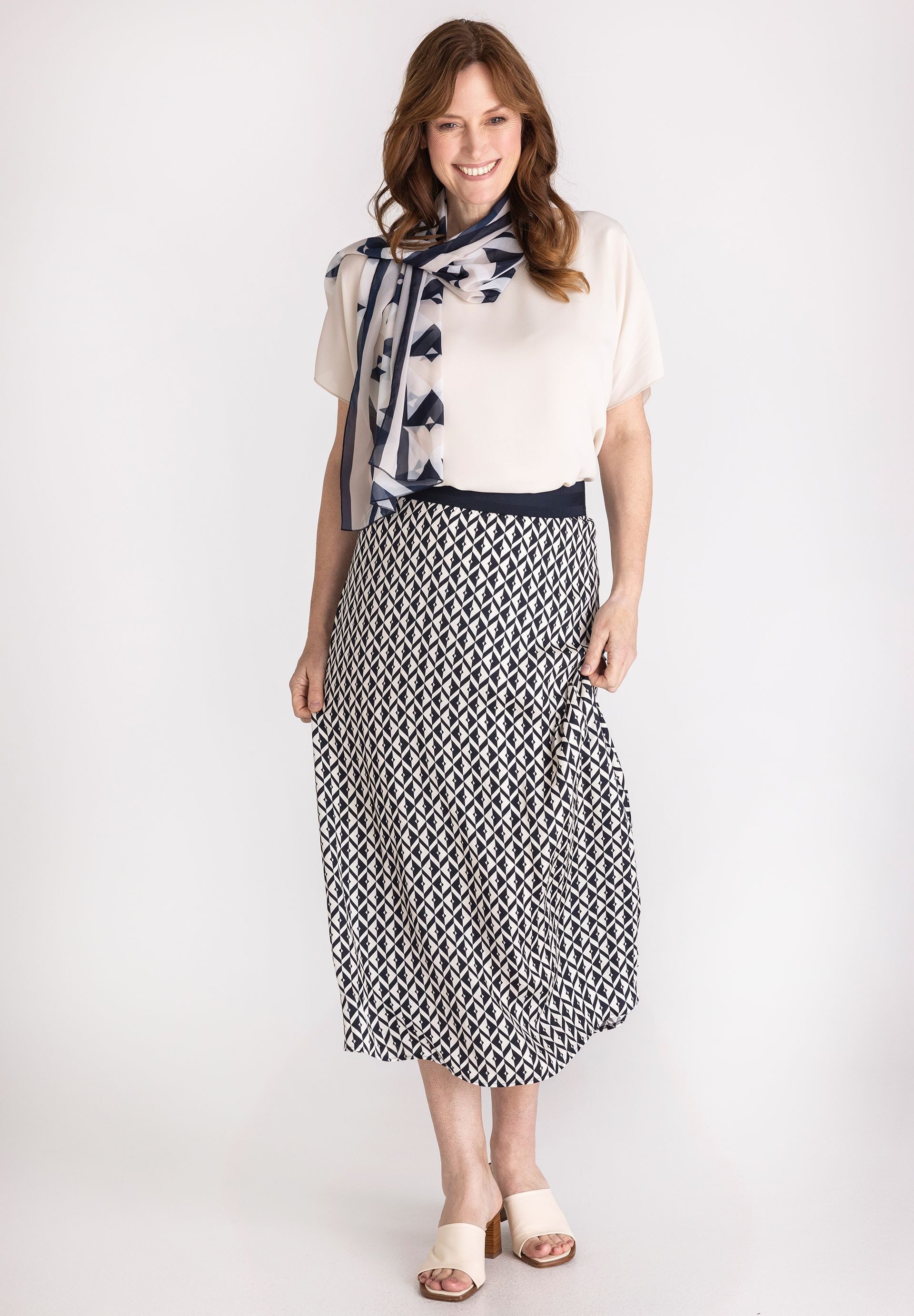 FRANK WALDER Midirock mit elastischem Bund