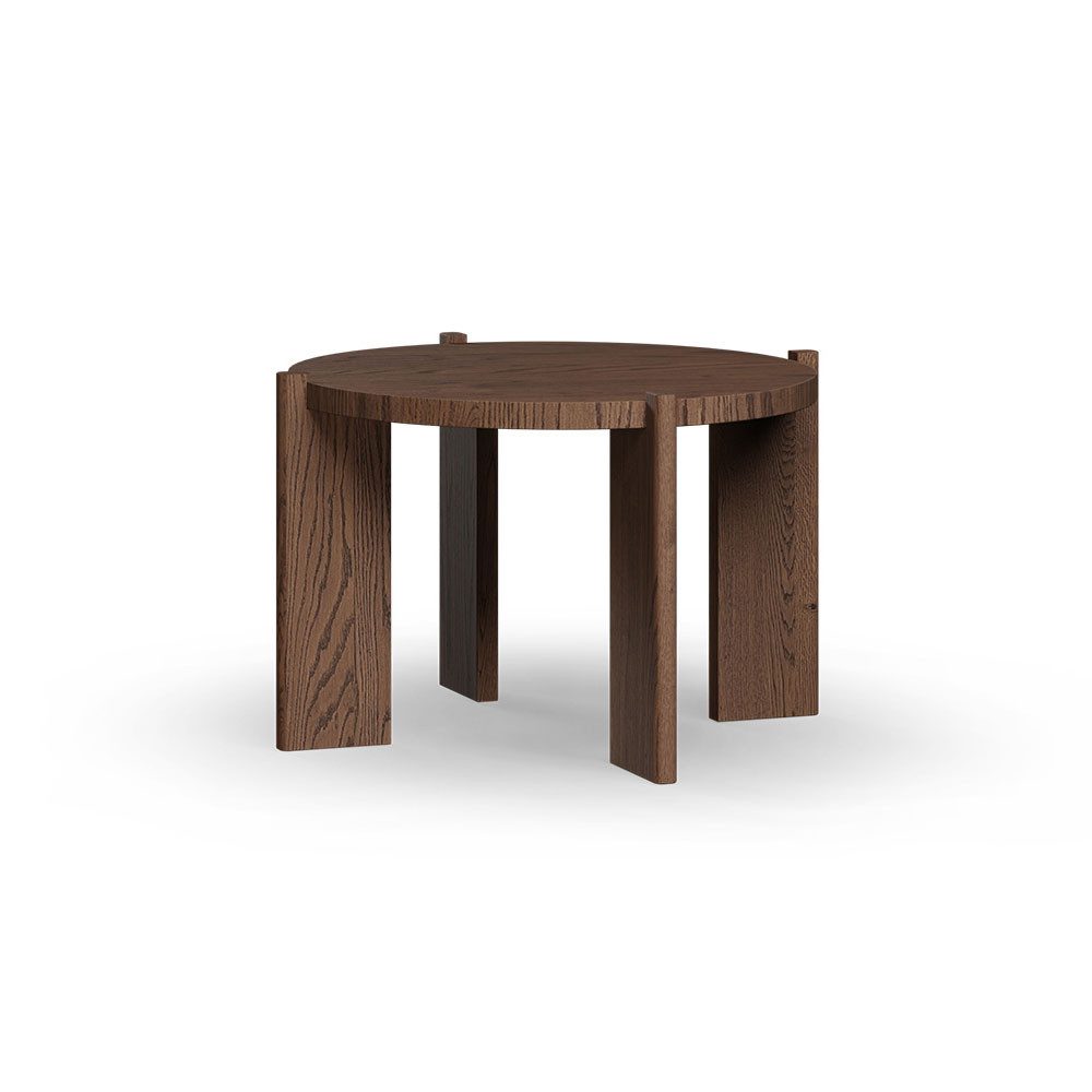 Feldmann-Wohnen Couchtisch Travertino (einzigartige Holzmaserung, Wildeiche Tabak, 1-St., moderne Optik, einzigartige Holzmaserung), 66x66x42cm Massivholz Wildeiche Tabak