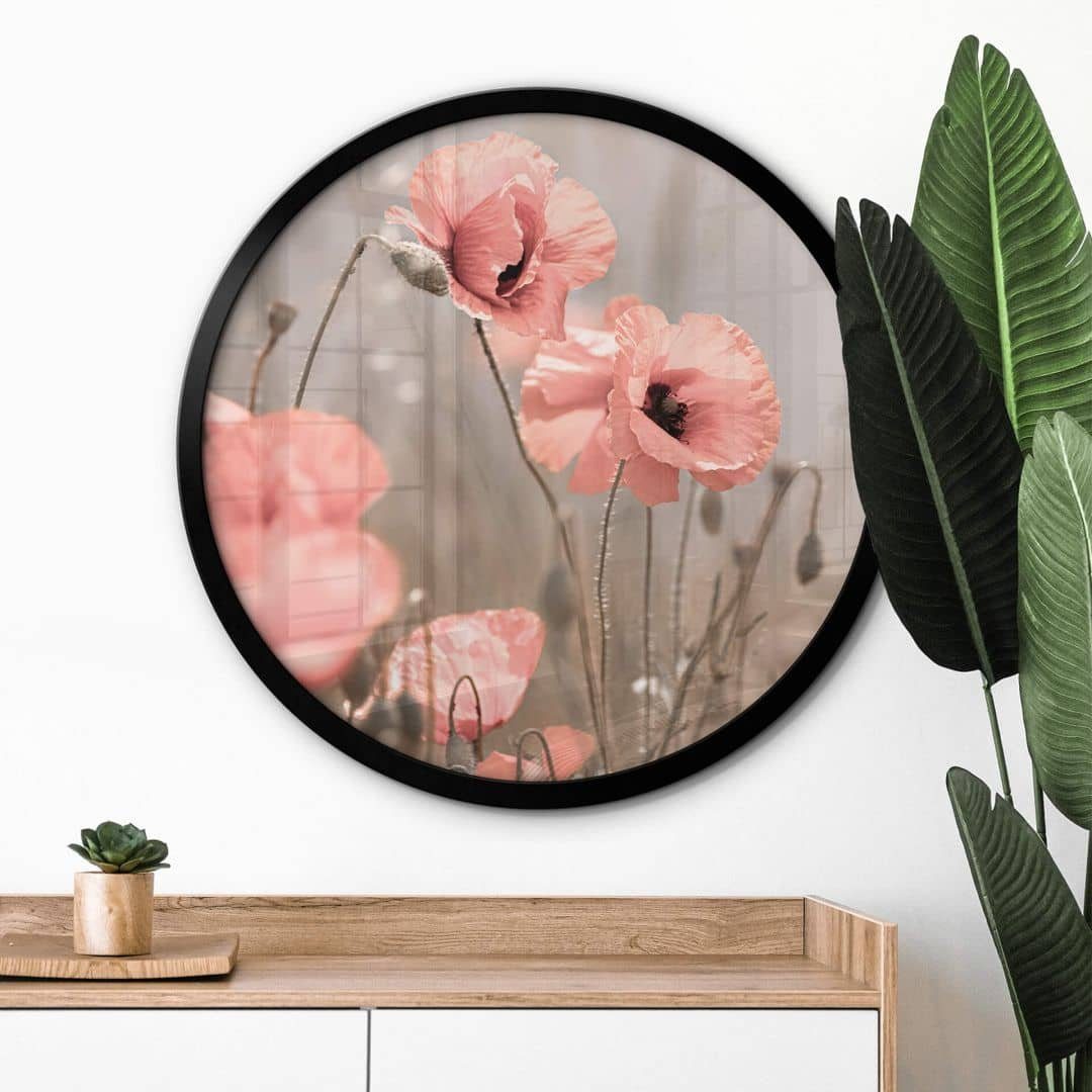 Poster Wandbild Poster Rund Büro Delgado Mohnblumen Sommer Romantik