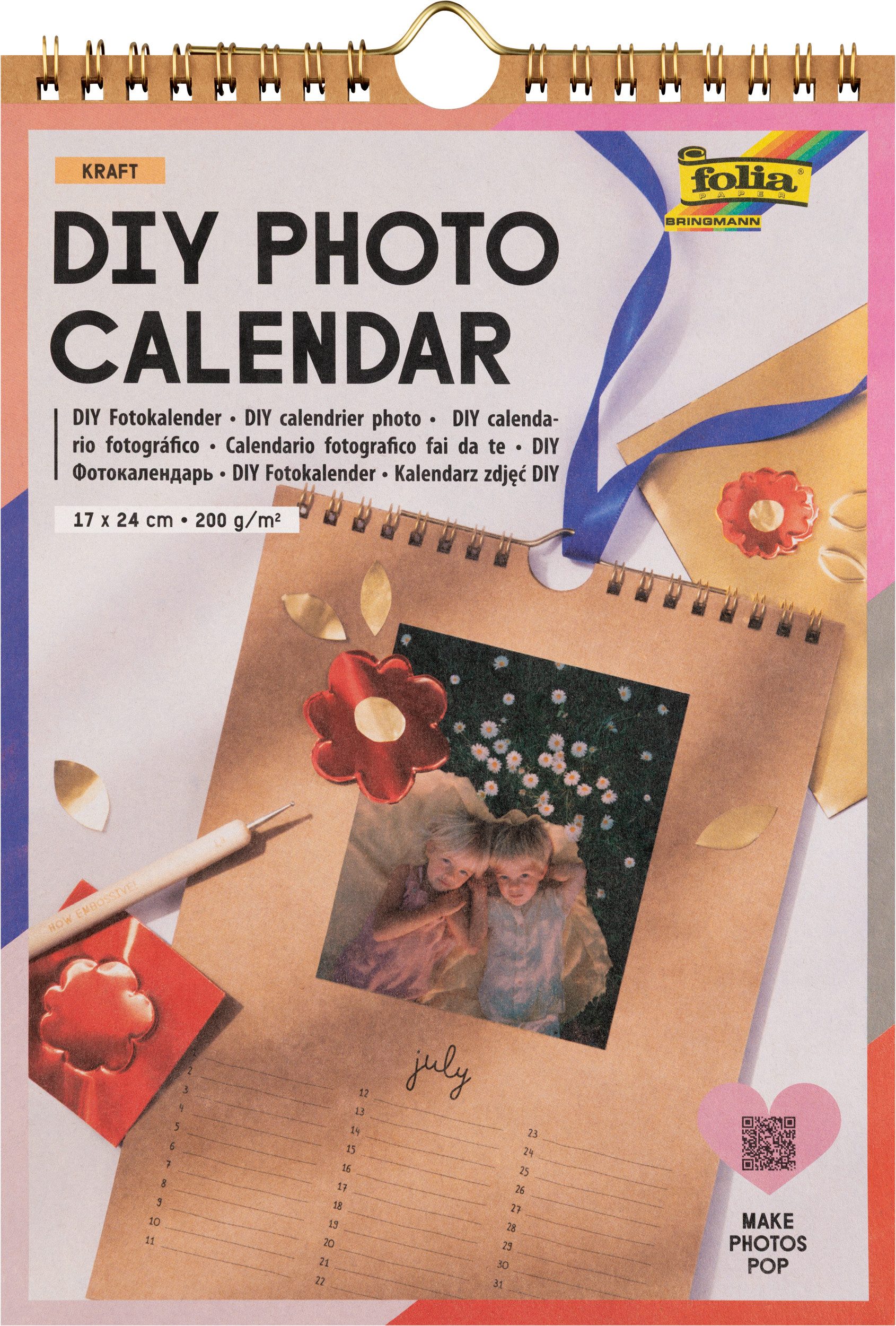 Folia Bastelkalender DIY Fotokalender "Kraft", 13 Bogen