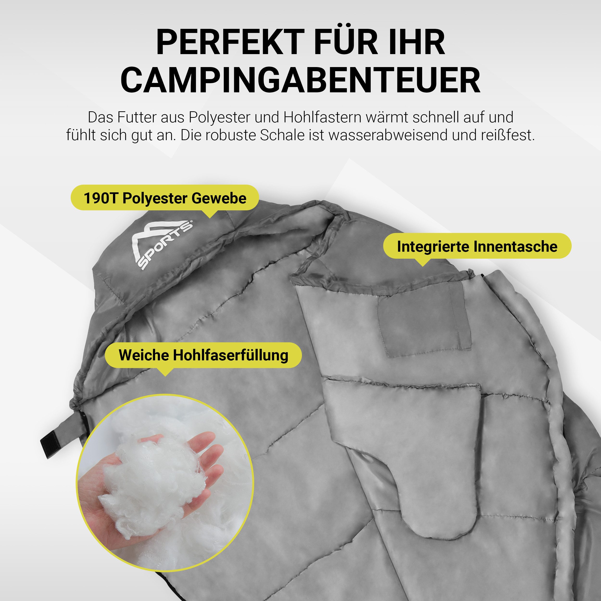 MSports® Schlafsack Schlafsack Outdoor inkl. Tragegurt - Herbst/Winter