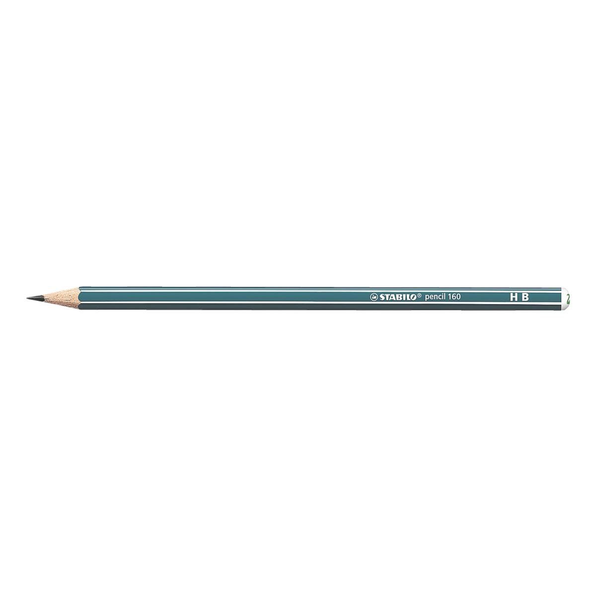 STABILO Bleistift pencil 160, (12-tlg), HB (mittelweich), ohne Radiergummi, Sechskant petrol