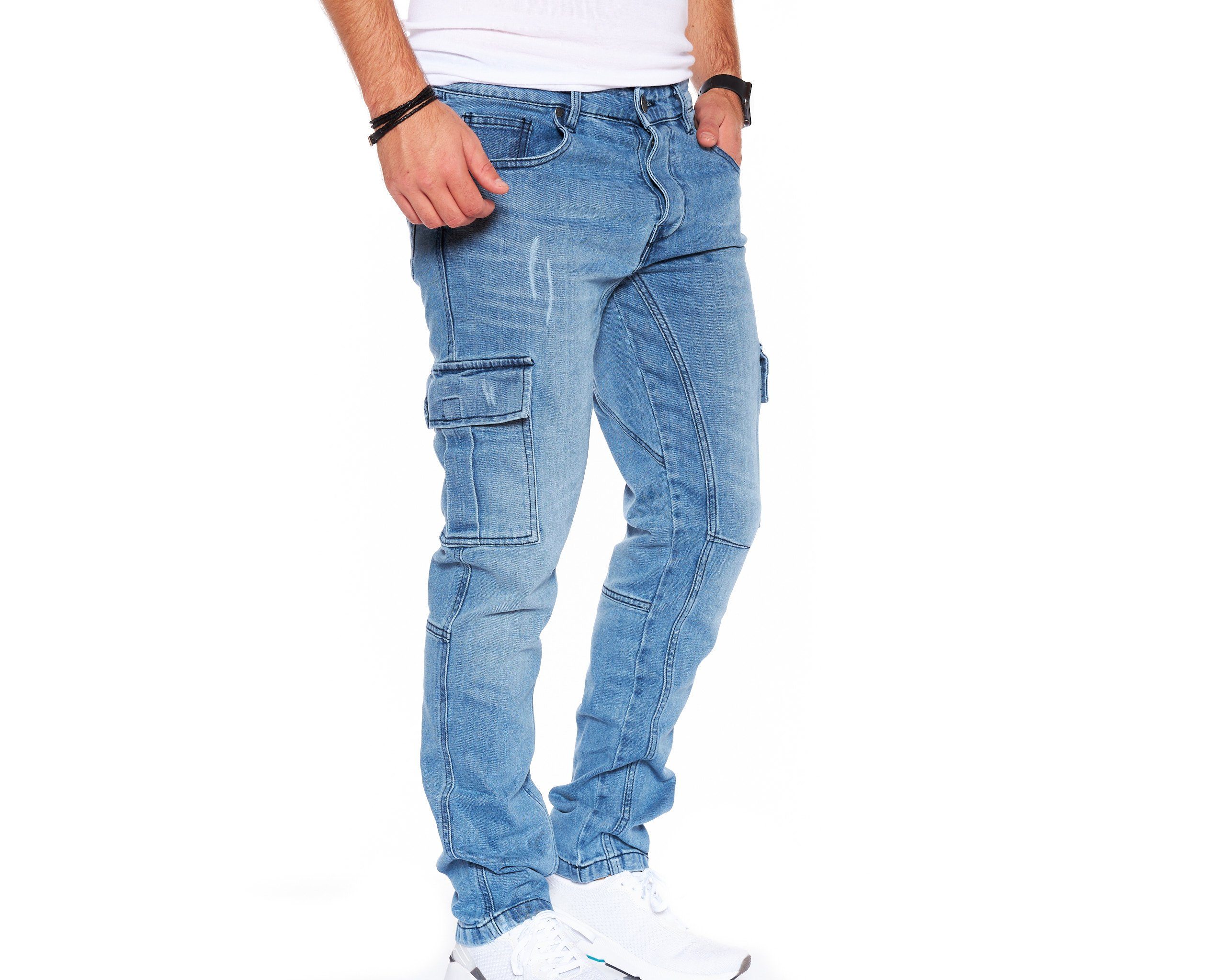 Styleko Cargohose 8003 Herren Cargohose Cargo Jeans Hose für Männer Jungen Regular Denim – Bild 2 von 5