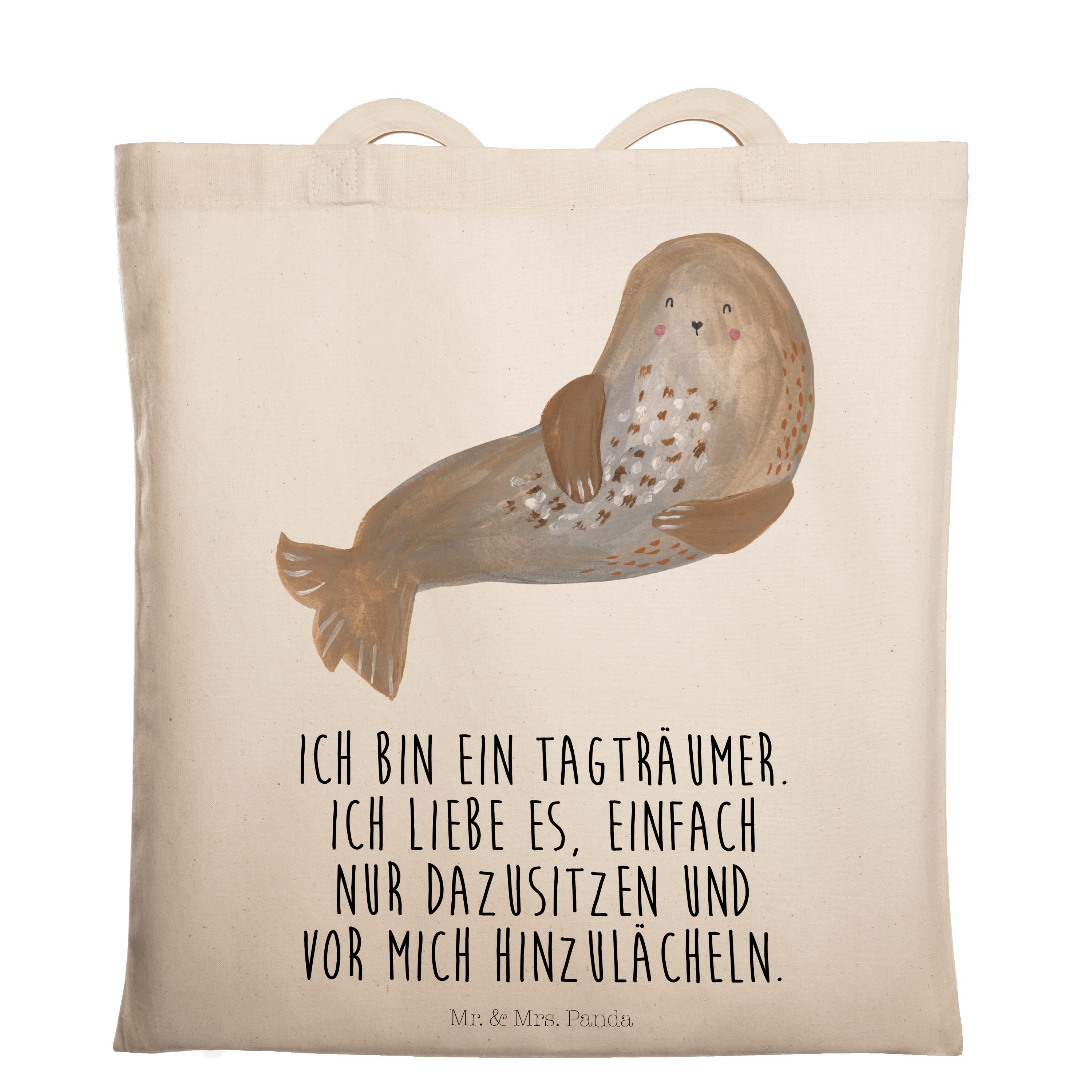 Mr. & Mrs. Panda Tragetasche Robbe lachend - Transparent - Geschenk, Strand, Tiermotive, Nordsee, (1-tlg)