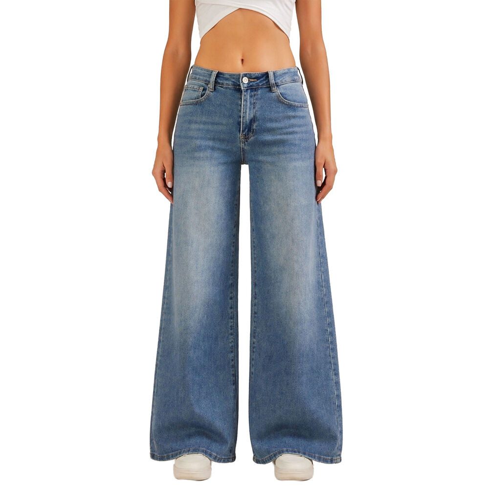 Weite Jeans Damen Wide Leg Jeans High Waist Casual Fit