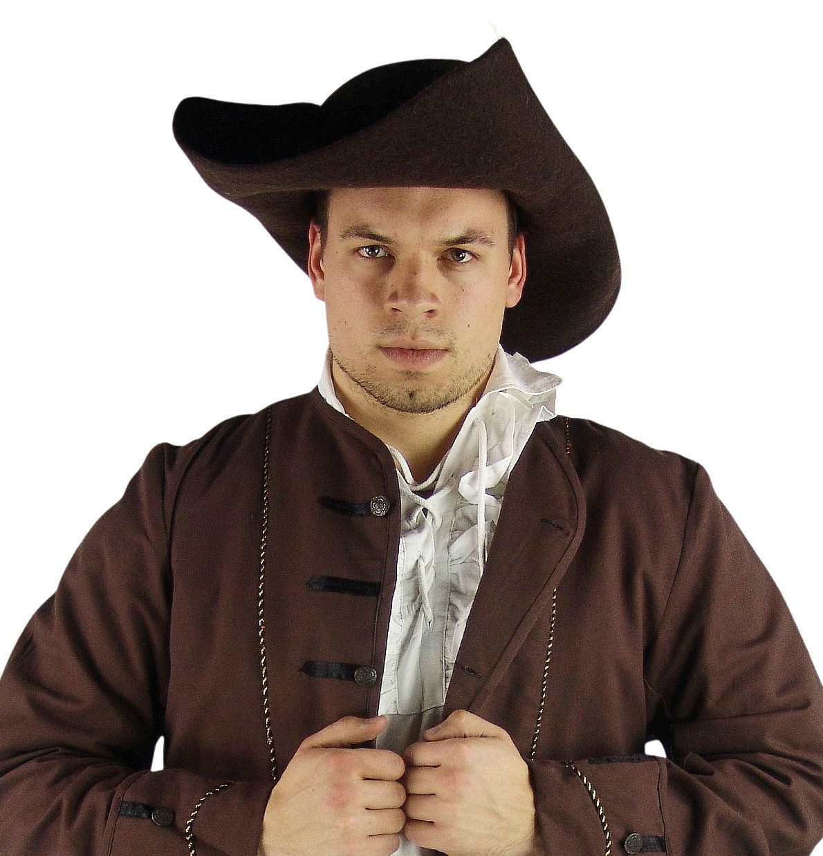 Leonardo Carbone Wollfilzhut "Pieter" mit Feder, markante Tricorn-Form, hochwertige Wolle