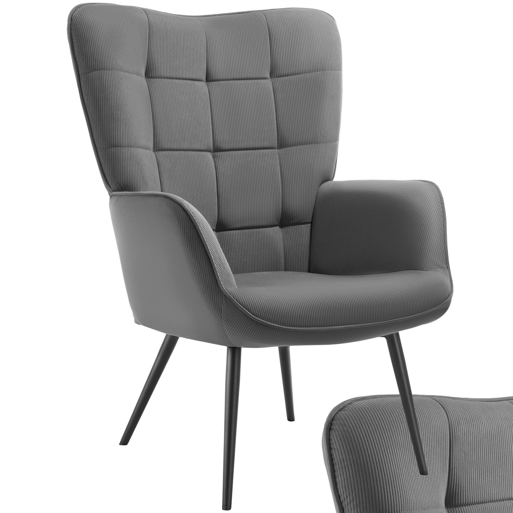 tectake Relaxsessel Sessel Hygge gepolstert, Bouclé-Stoff, günstig online kaufen