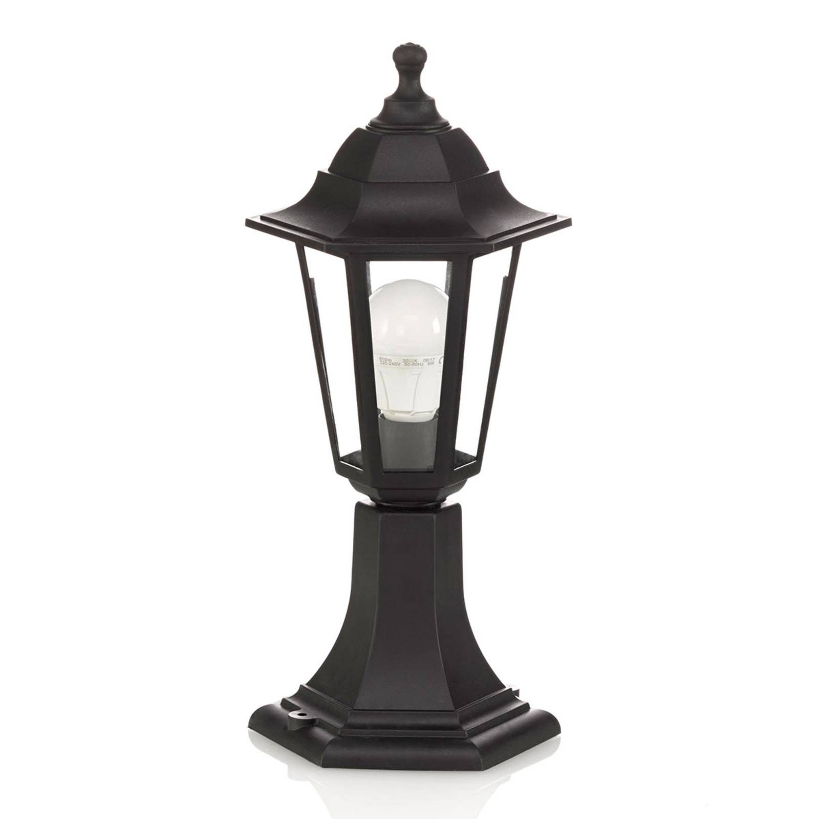 Lindby Sockelleuchte Nane, dimmbar, Leuchtmittel nicht inklusive, Antik, Polycarbonat, Glas, Schwarz (RAL 9005), 1 flammig, E27