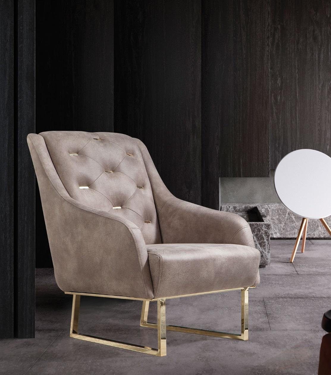 JVmoebel Chesterfield-Sessel, Sessel Textil Wohnzimmer Lounge Luxus Design Möbel Stühle