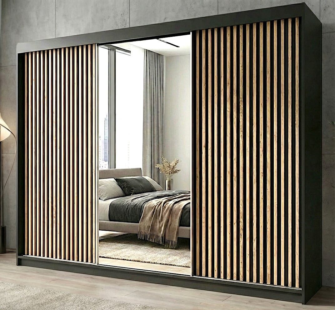 A&J MöbelLand GmbH Schiebetürenschrank FARA 200 cm, mit 4 Schubladen, Spieg günstig online kaufen