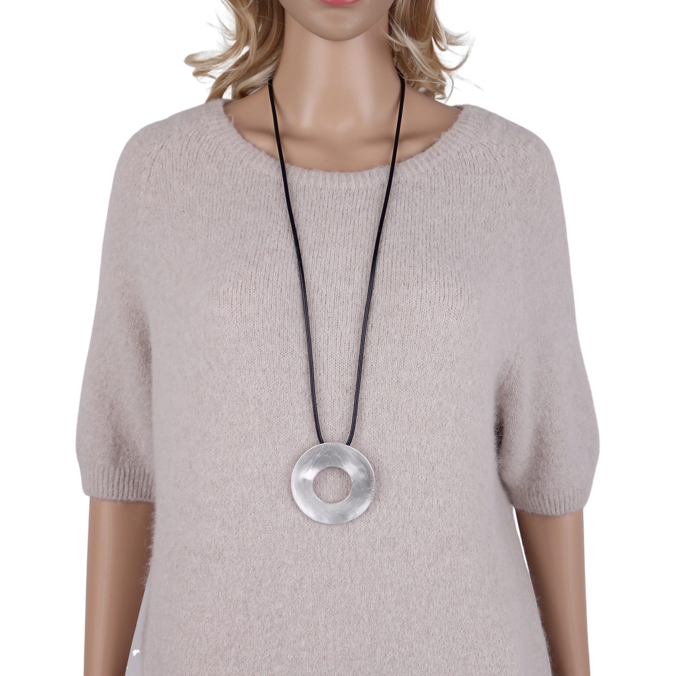 MIRROSI Lange Kette Damen Halskette mit elegantem Anhänger aus Metall ca.90cm lang (perfekt für Pullover, Bluse, Shirt)