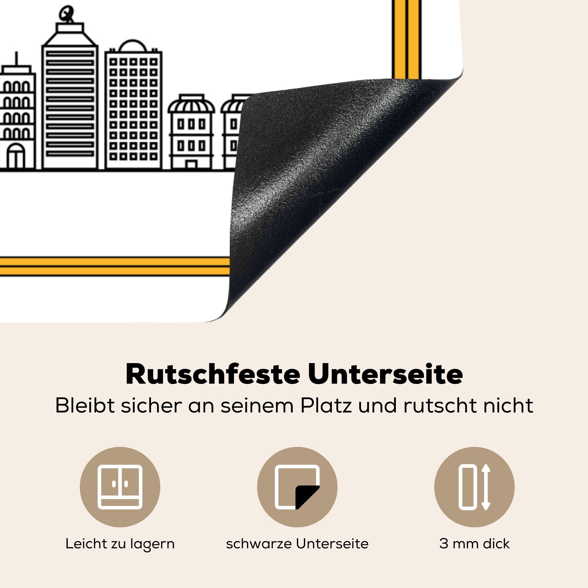 weiß, MuchoWow Ceranfeldabdeckung, Herdblende-/Abdeckplatte Arbeitsplatte tlg), - für Vinyl, cm, 78x78 (1 küche London Stadtbild