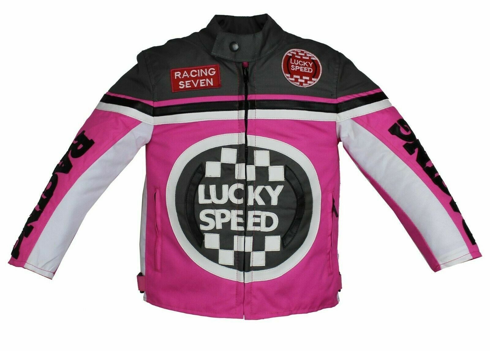 Alpha Speeds Bikerjacke - Kinder Lucky Speed Racing-/Freizeit – Kinderjacke in Pink Atmungsaktiv & Wasserabweisend & Ideales Geschenk für Ihr Kind