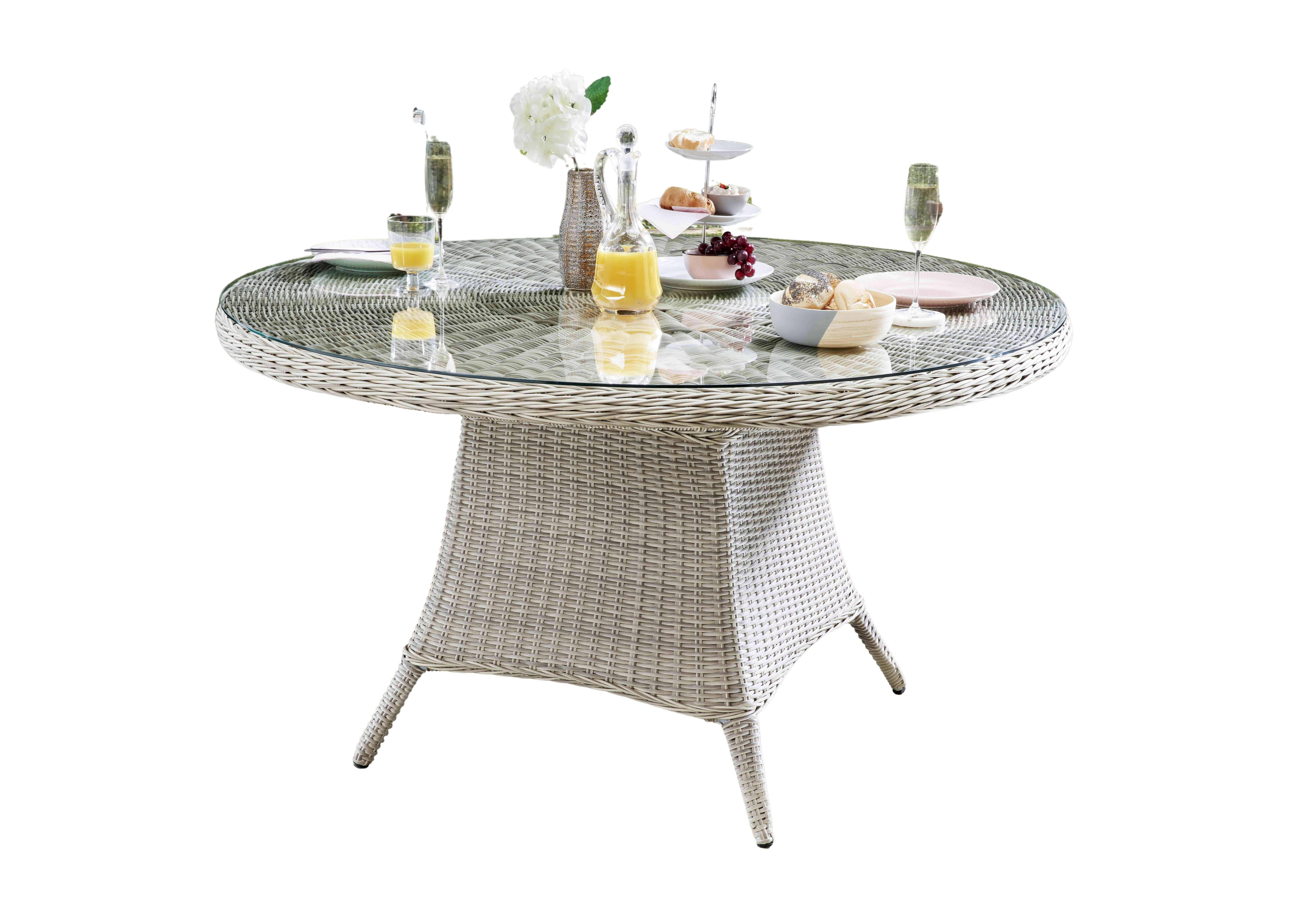 Destiny Gartentisch LUNA, Polyrattan, Ø 120x75 cm, mit aufgelegter Glasplat günstig online kaufen