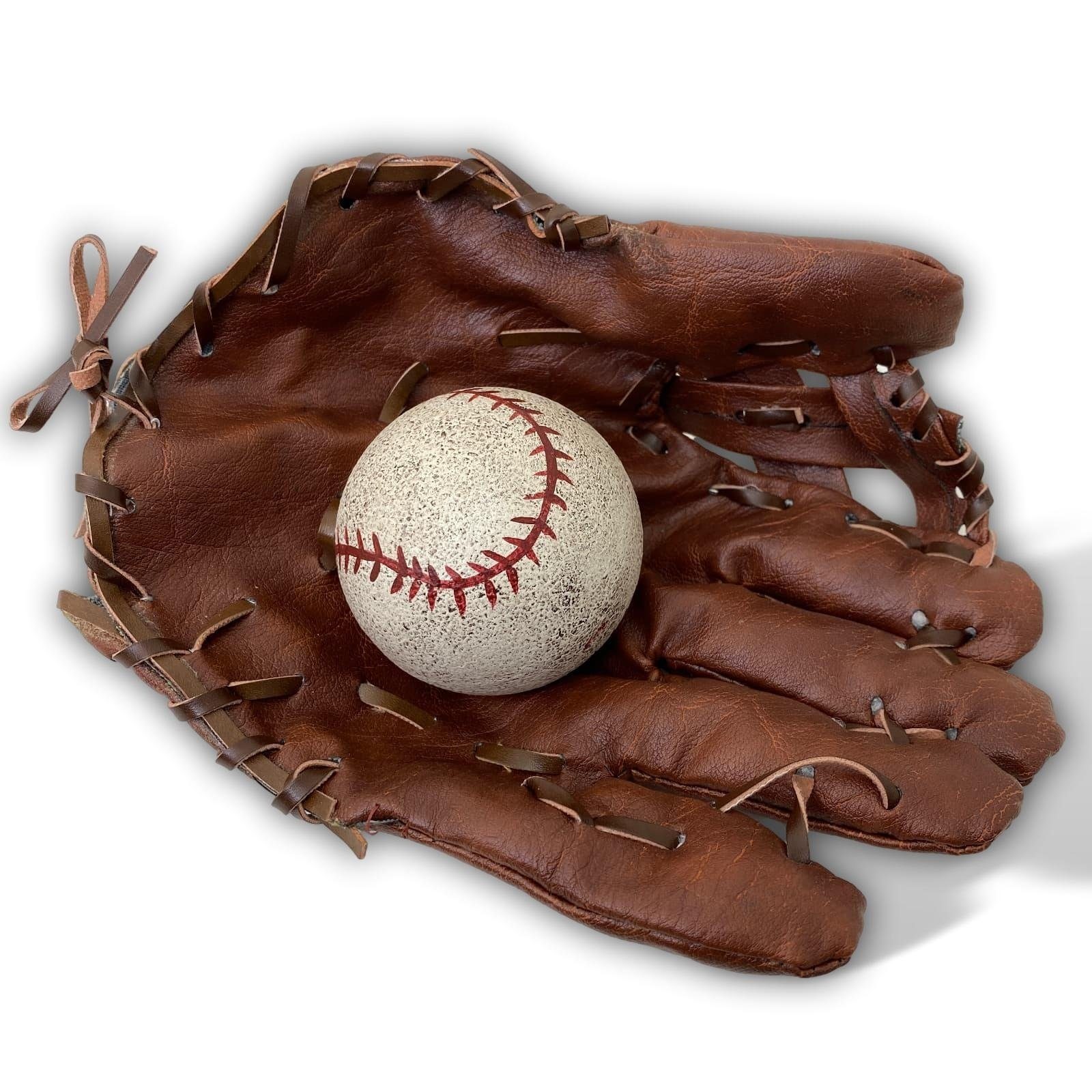 Aubaho Dekoobjekt Baseball Handschuh mit Ball Dekoration Wanddeko USA Kunstleder Antik-S