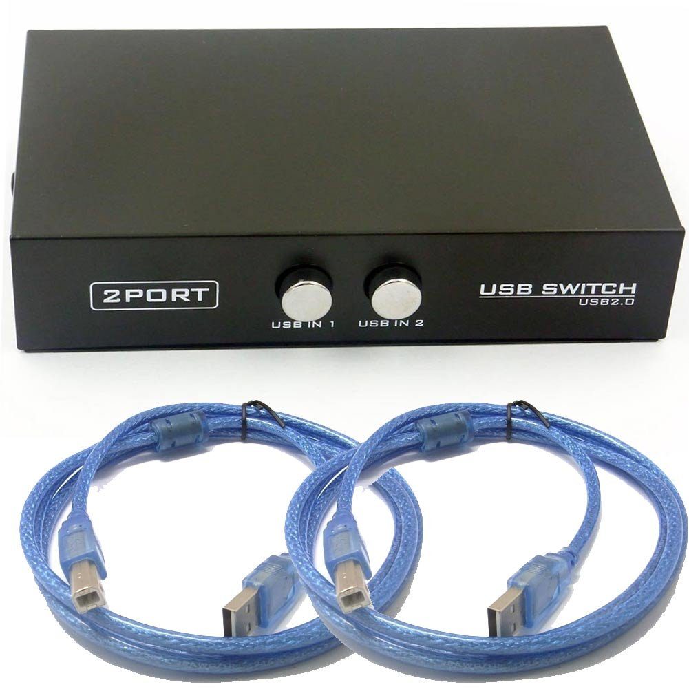 2 Port Fach USB 2.0 Sharing Switch Umschalter Switch mit Kabel Netzwerk-Switch