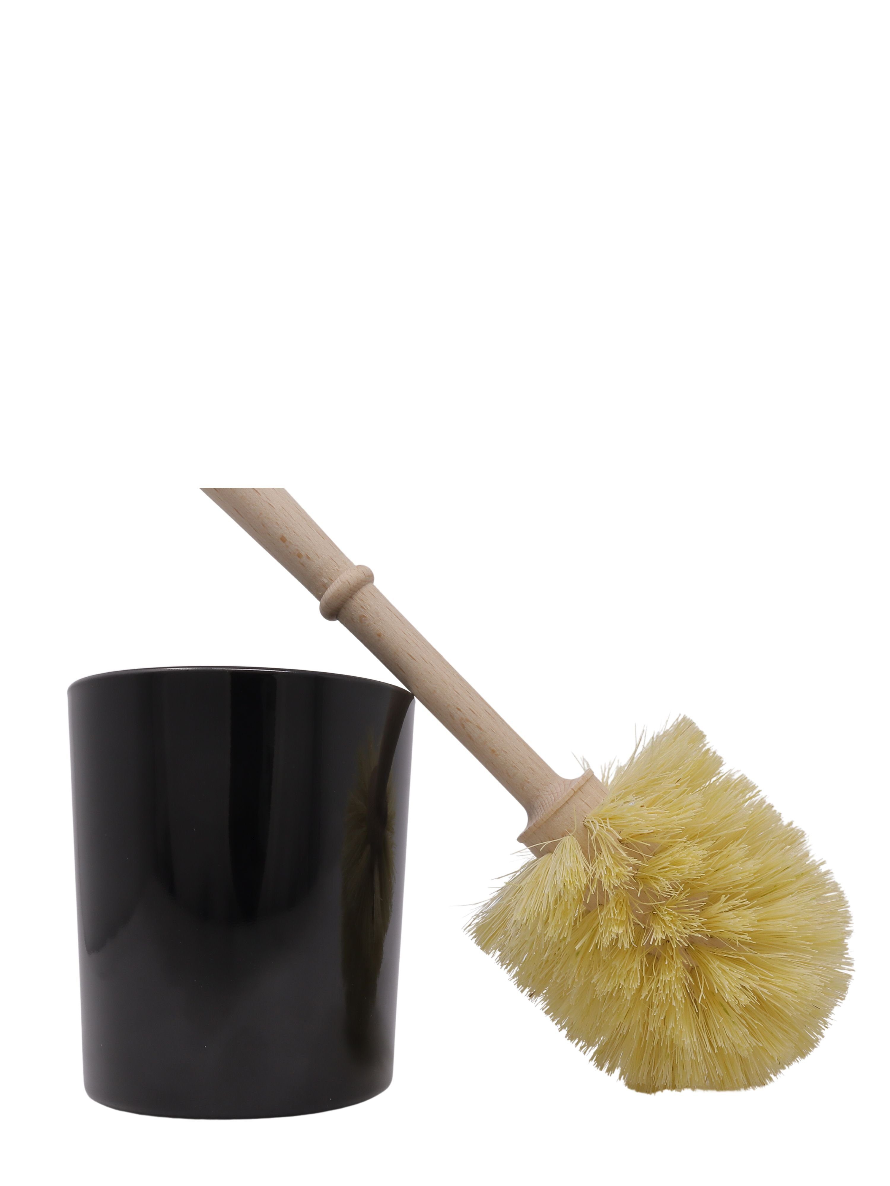 WALDKRAFT WC-Reinigungsbürste Klobürste WC-Bürste schwarz Handlicher Buchenholz Glas Buchenholz Fibre Holzgriff Bürste / Kokos (Glasbehälter+Klobürste,Borsten: Fibreborsten, Glas Kokos), mit aus oder Fibre aus WC-Set, und