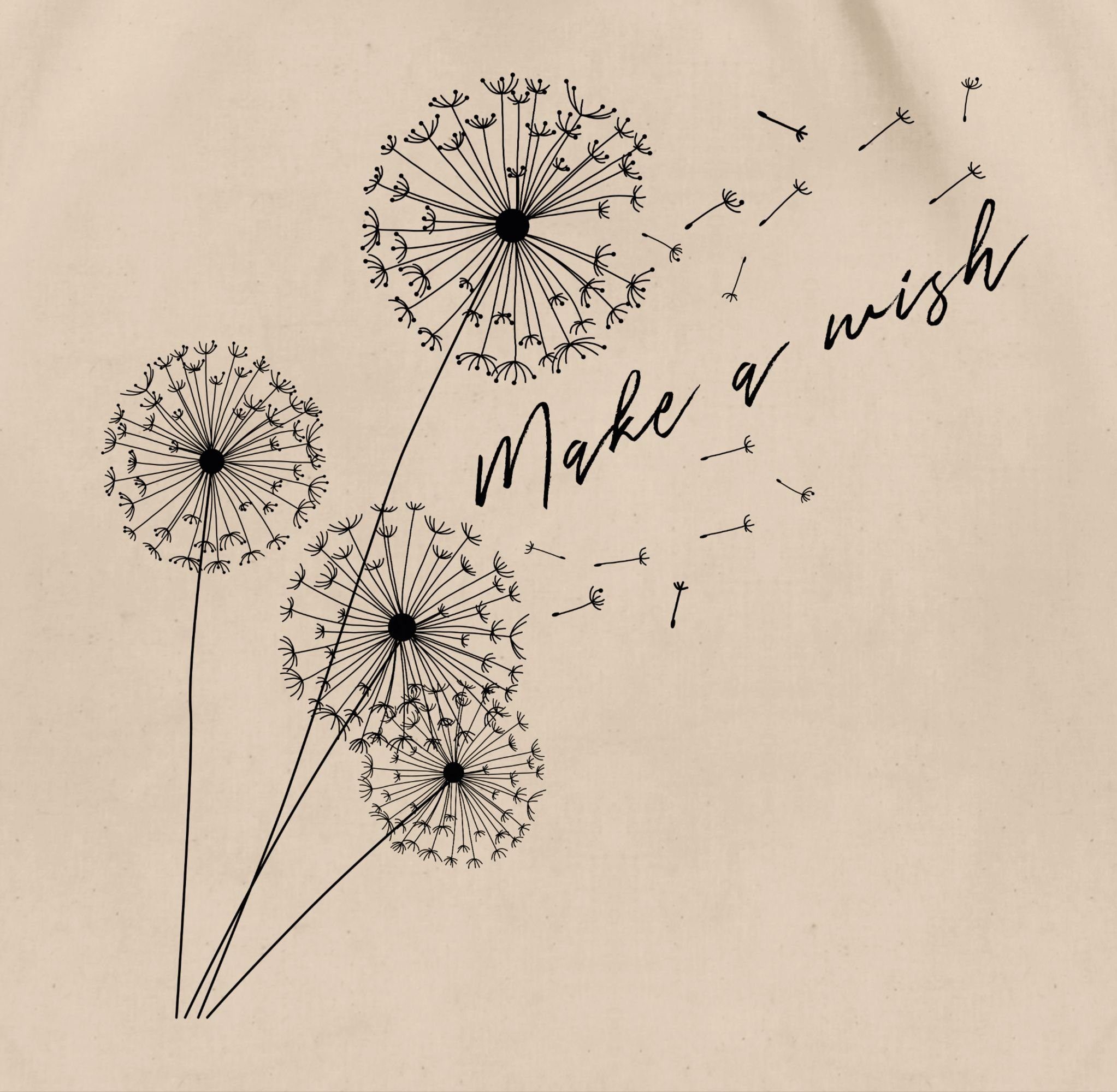 Shirtracer Turnbeutel Pusteblume Make a wish Schwarz, Sprüche Statement