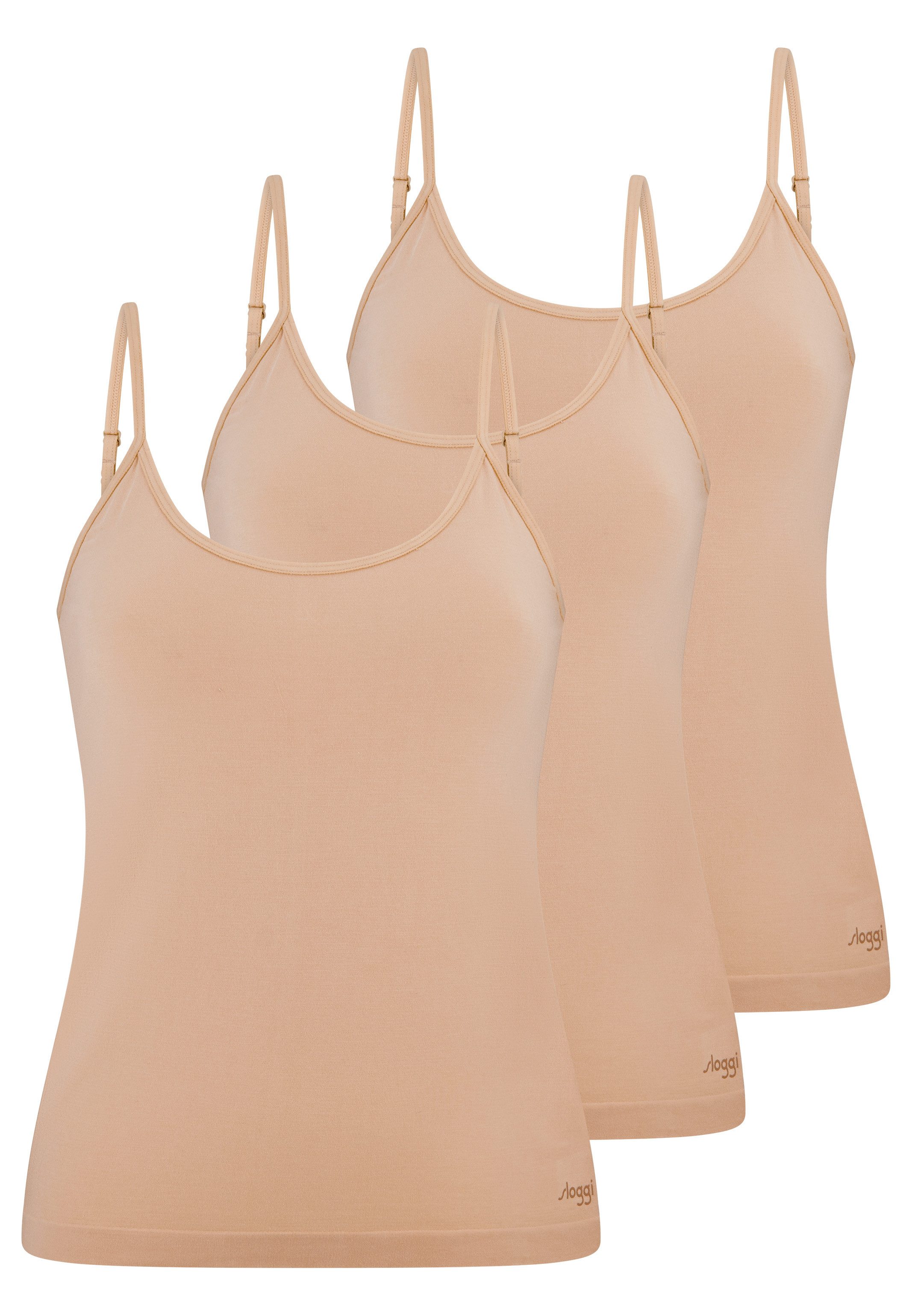 sloggi Unterhemd 3er Pack GO Sense (Spar-Set, 3-St) Spaghetti Top - Nahtlos - Spaghetti Top in modern-puristischem Design