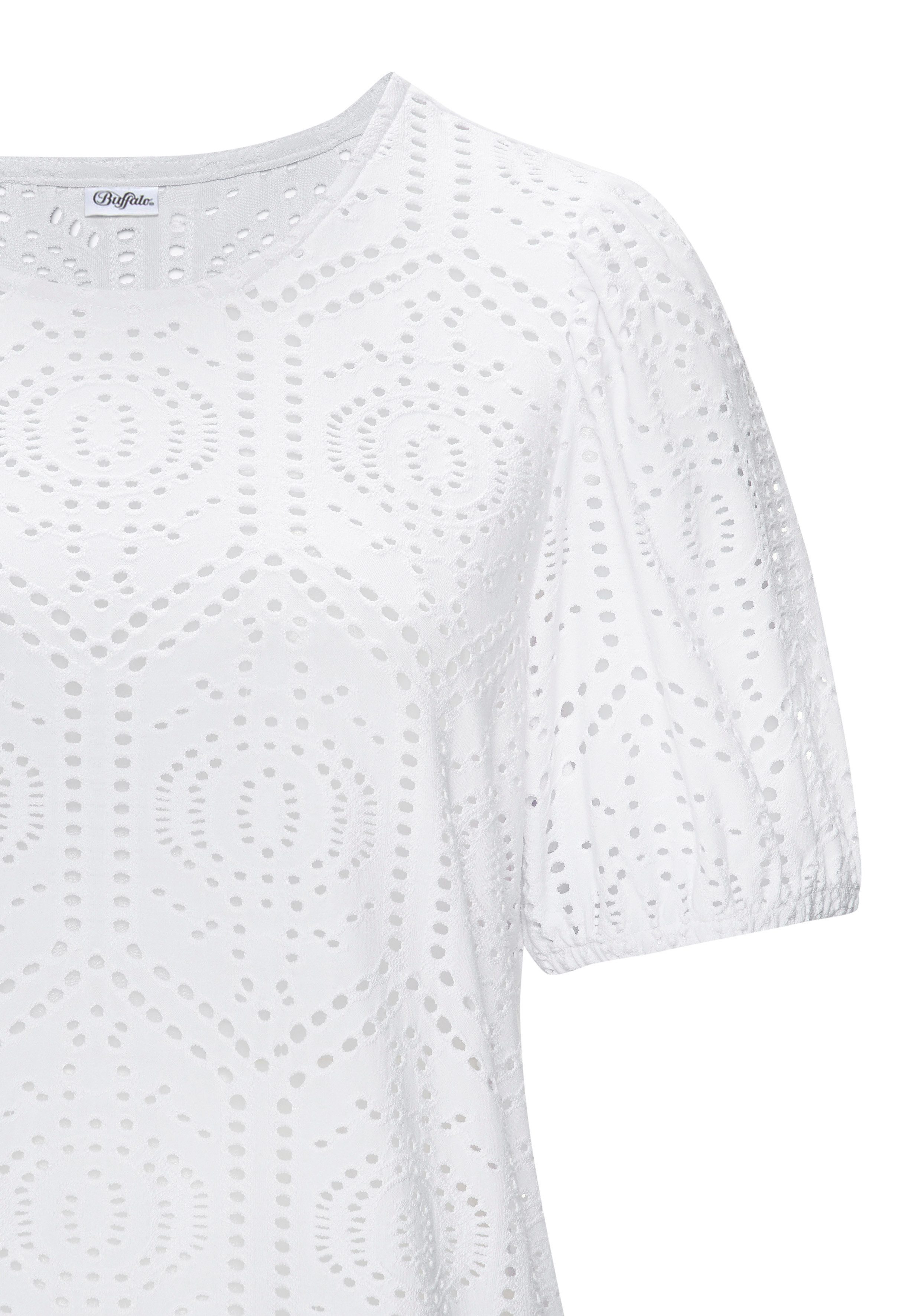 Buffalo Rundhalsshirt mit Lochstickereien, Cut-Outs – Bild 5 von 5