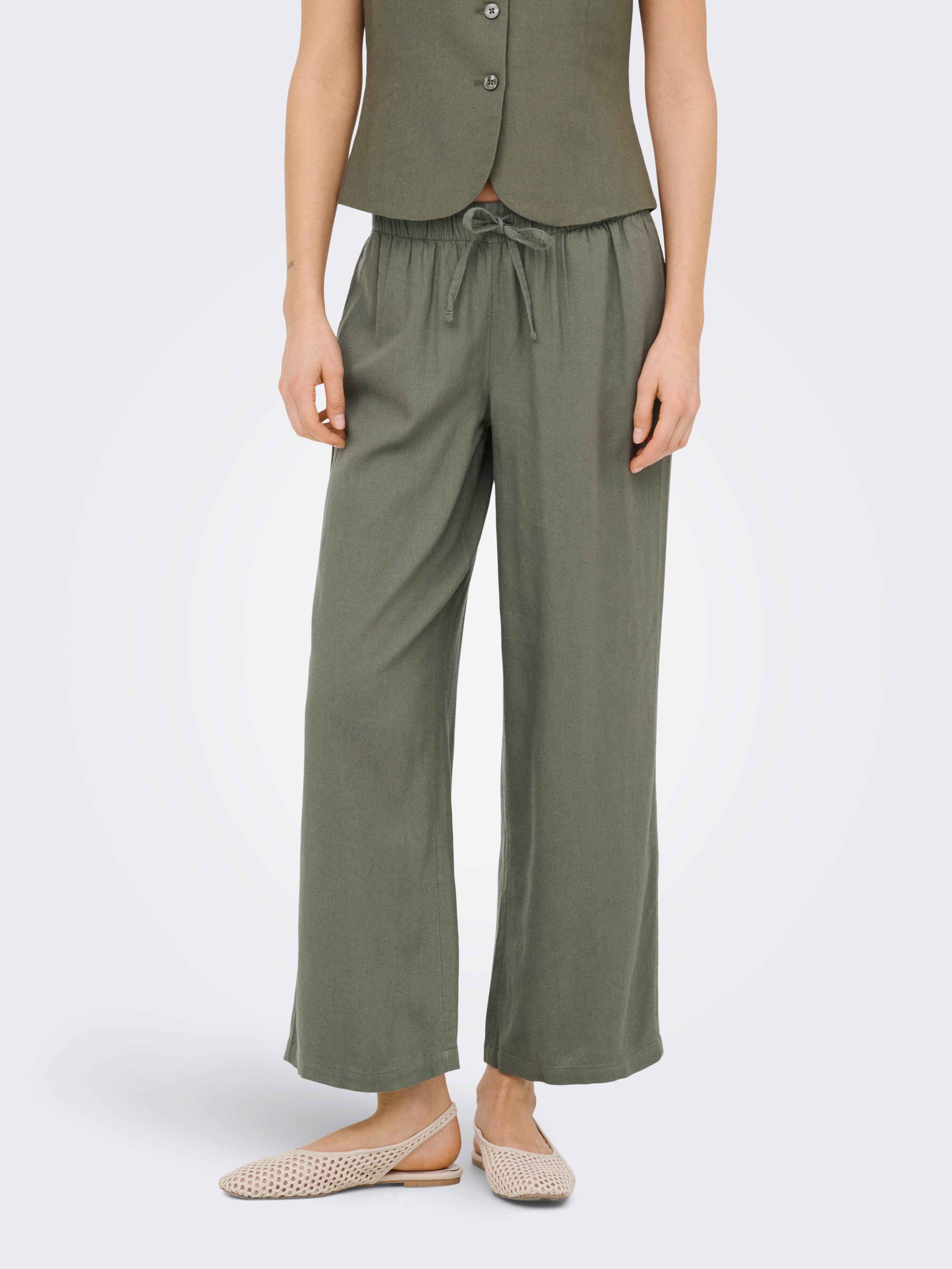 ONLY Culotte ONLGOA MW LIN BL PULL-UP CULOTTE CC PNT mit Leinen