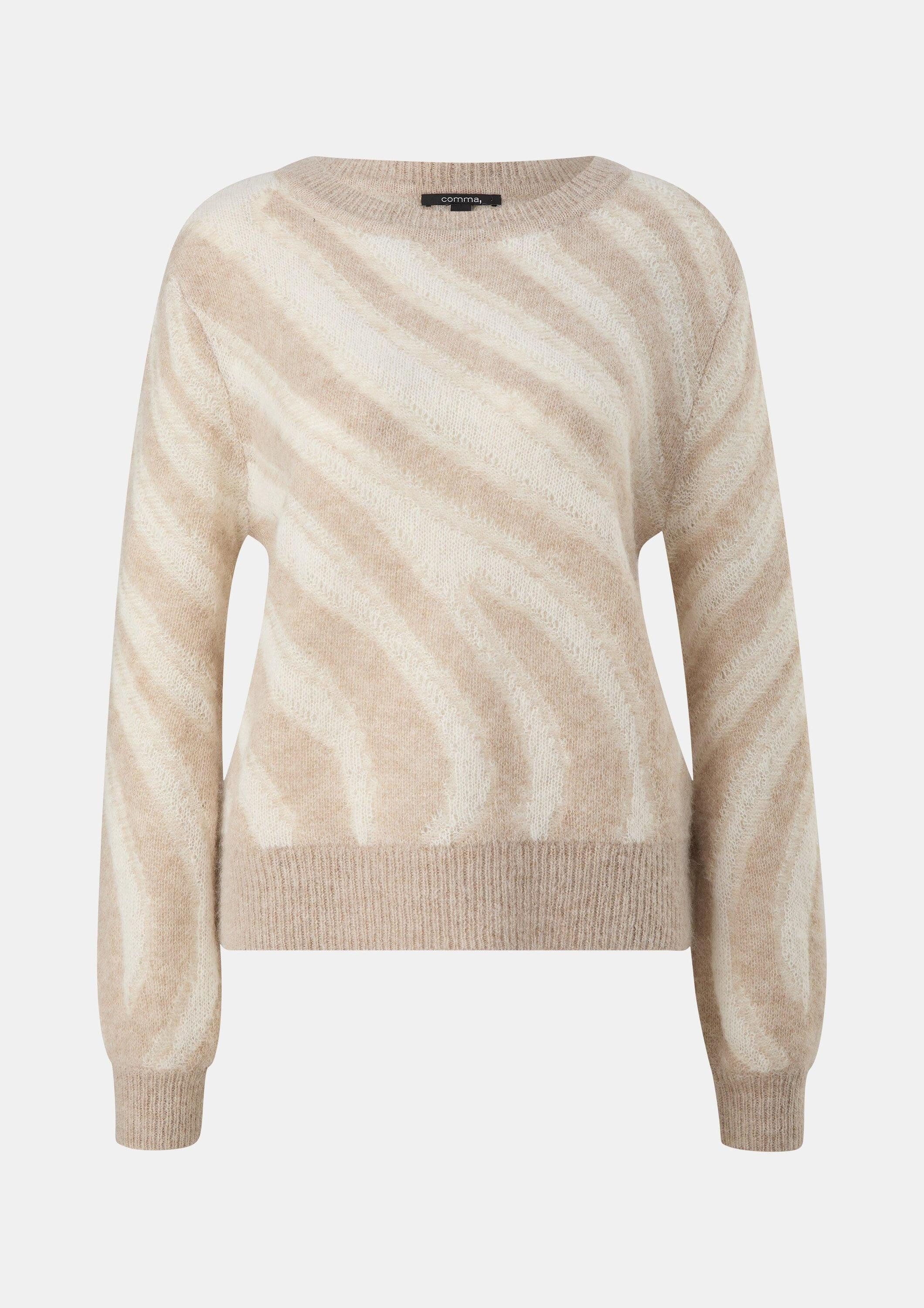 comma Longpullover Strickpullover Strickpulli aus Alpakamix