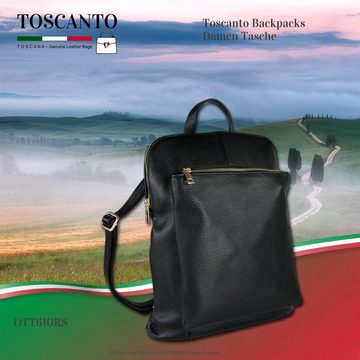Toscanto Cityrucksack Toscanto Damen Cityrucksack Leder Tasche (Cityrucksack), Damen Cityrucksack Leder, schwarz, Größe ca. 30cm